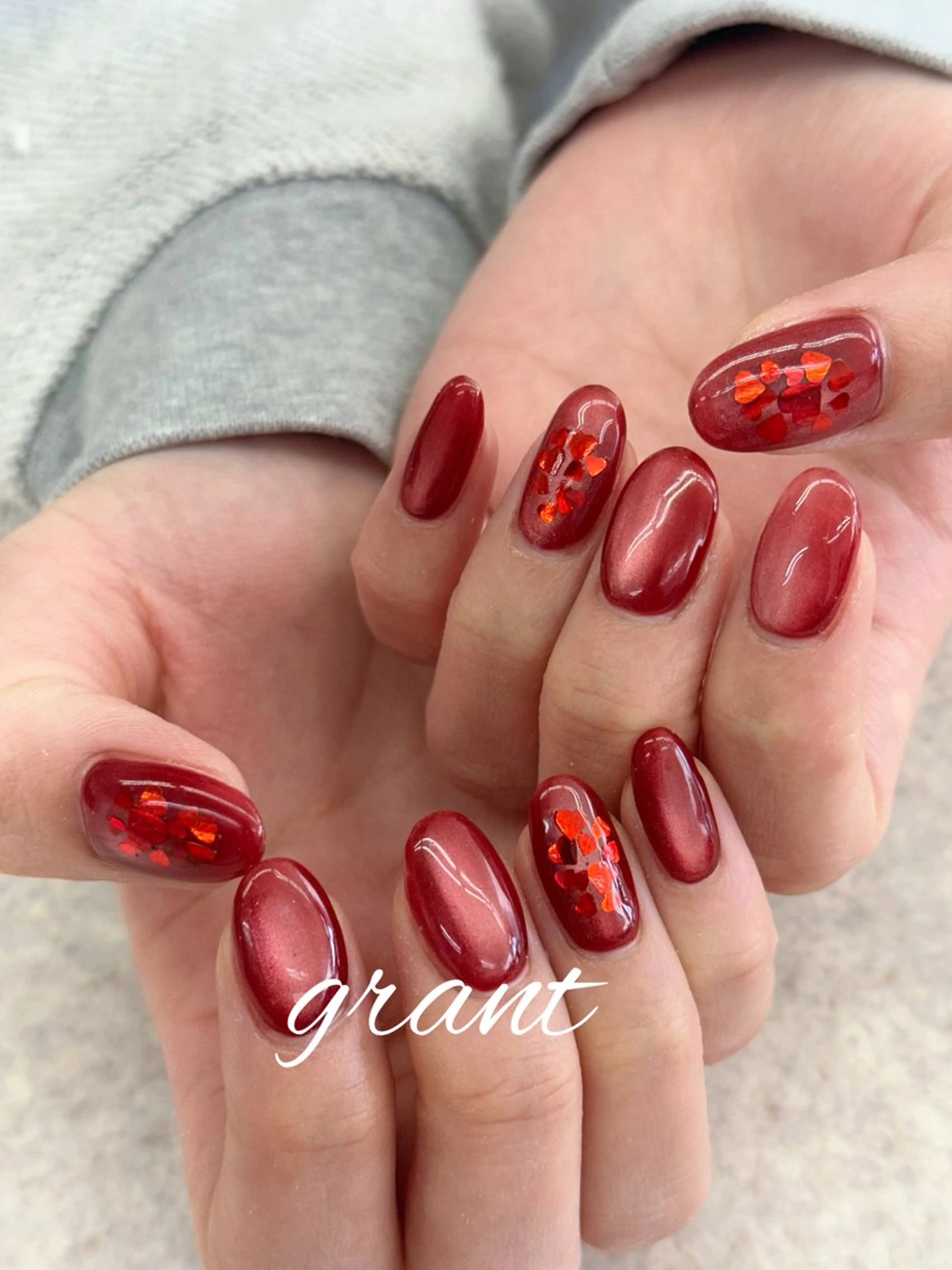ネイル バレンタイン 冬ネイル ハンドネイル nail salon grant所属・nailsalon grantのネイルデザイン