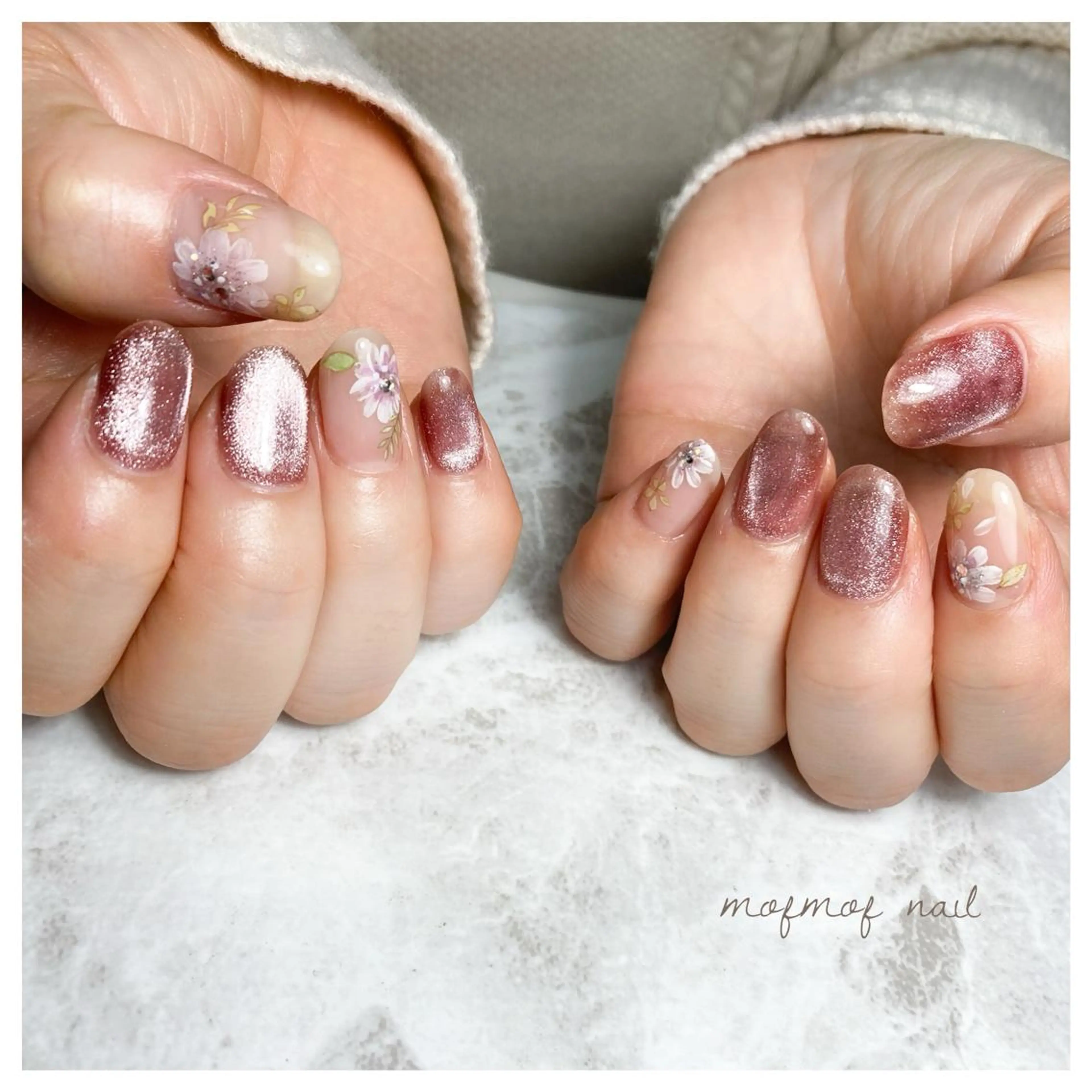 ネイル フラワーネイル 春ネイル ハンドネイル mofmofnail 🌿shimizuのネイルデザイン