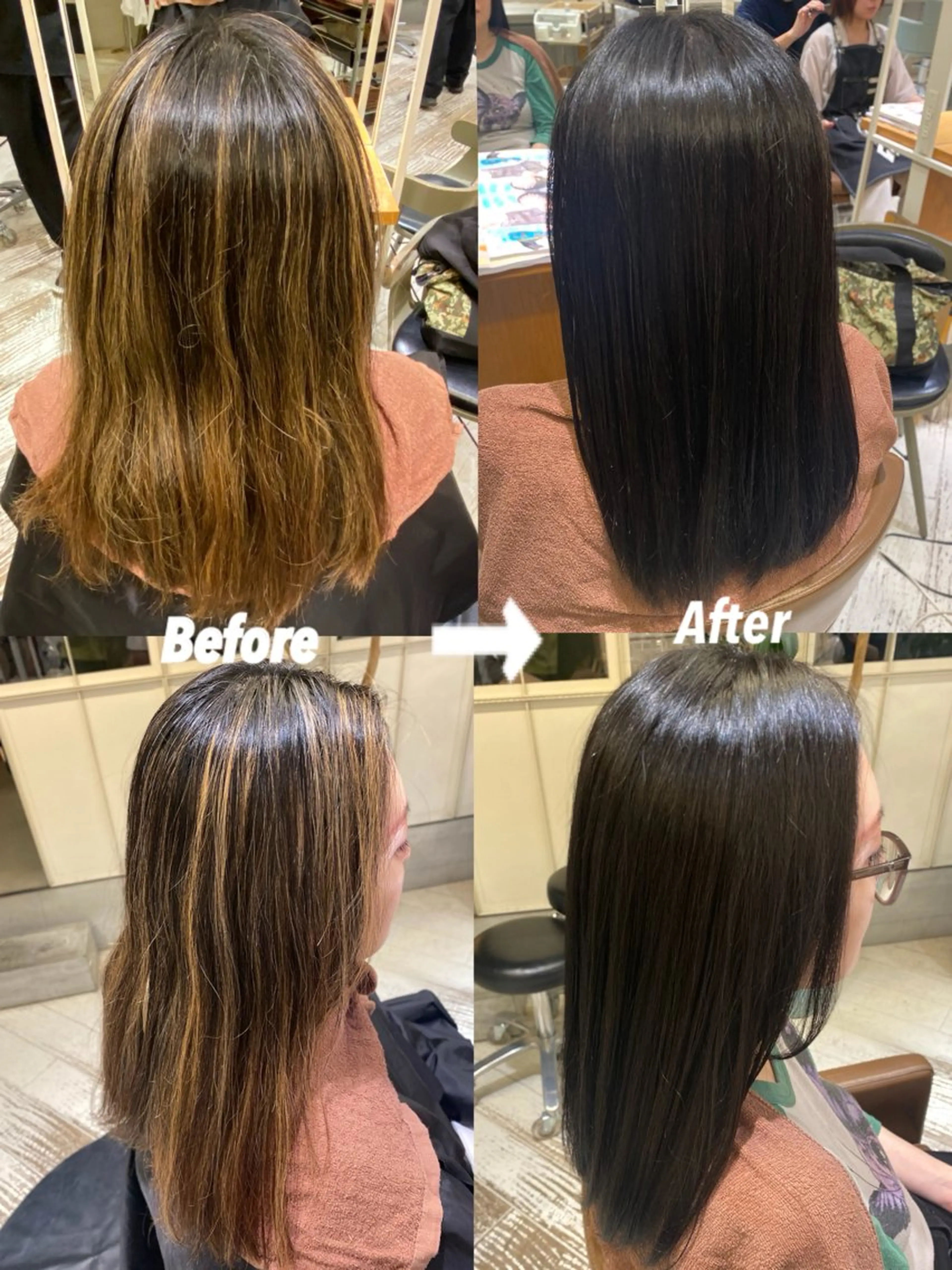 ロング カラー 黒髪 ハイライトカラー ハイライト 谷 花音のヘアスタイル