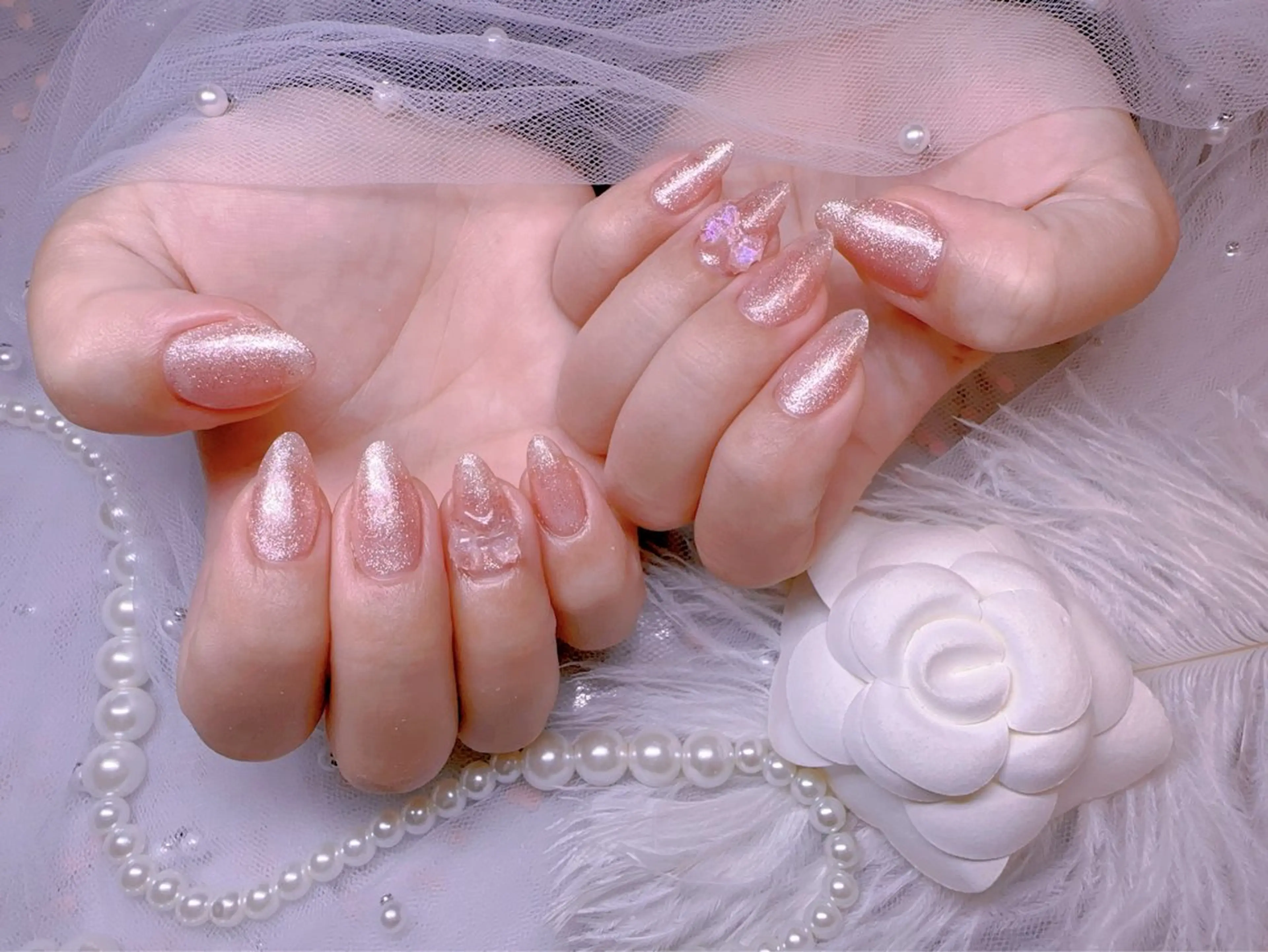 ネイル オーロラネイル フットネイル 韓国ネイル ラメ(グリッター) ラメグラデーション ハンドネイル Belle nail salon 新小岩のネイルデザイン