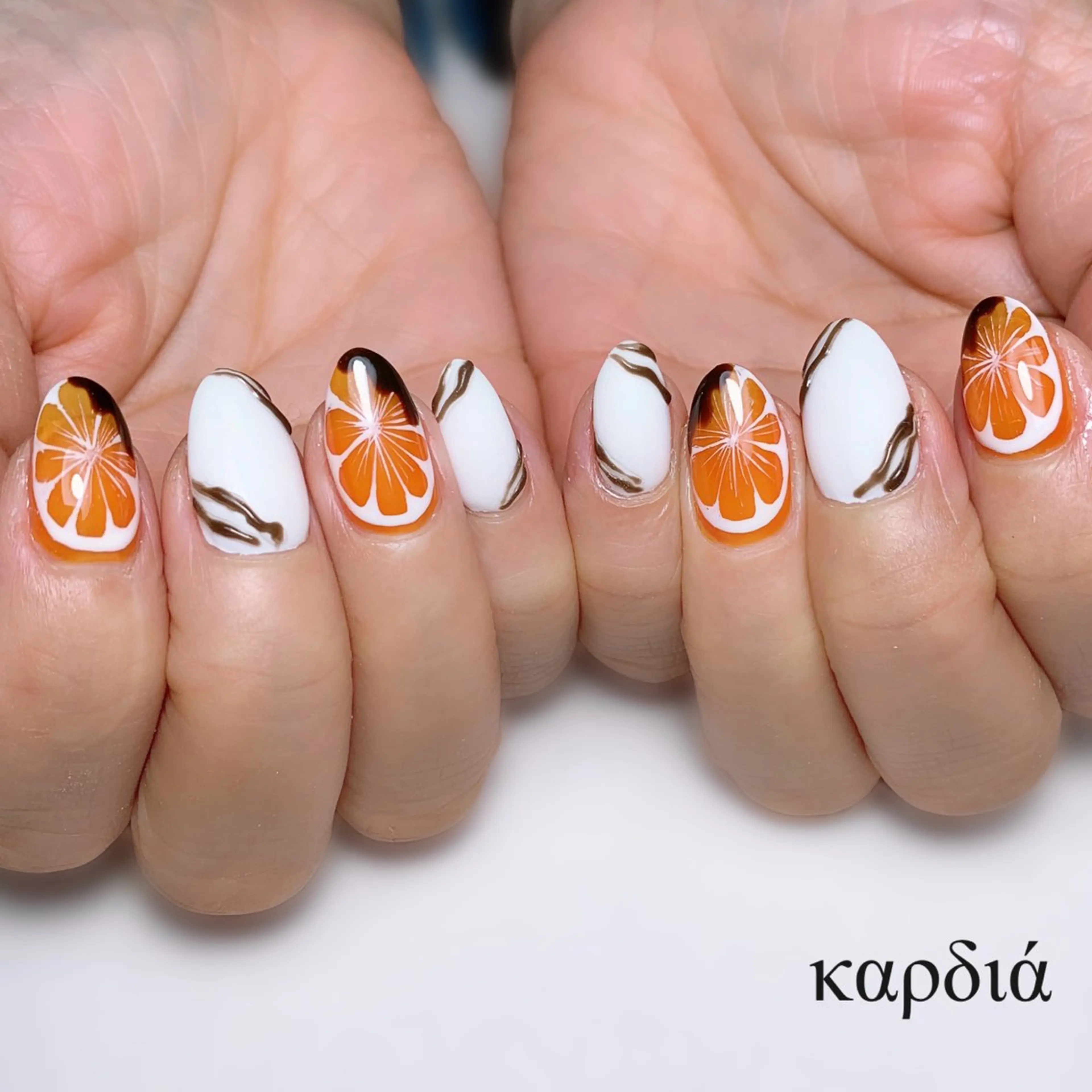 ネイル ハンドネイル καρδιά -ｶﾙﾃﾞｨｱ-のネイルデザイン