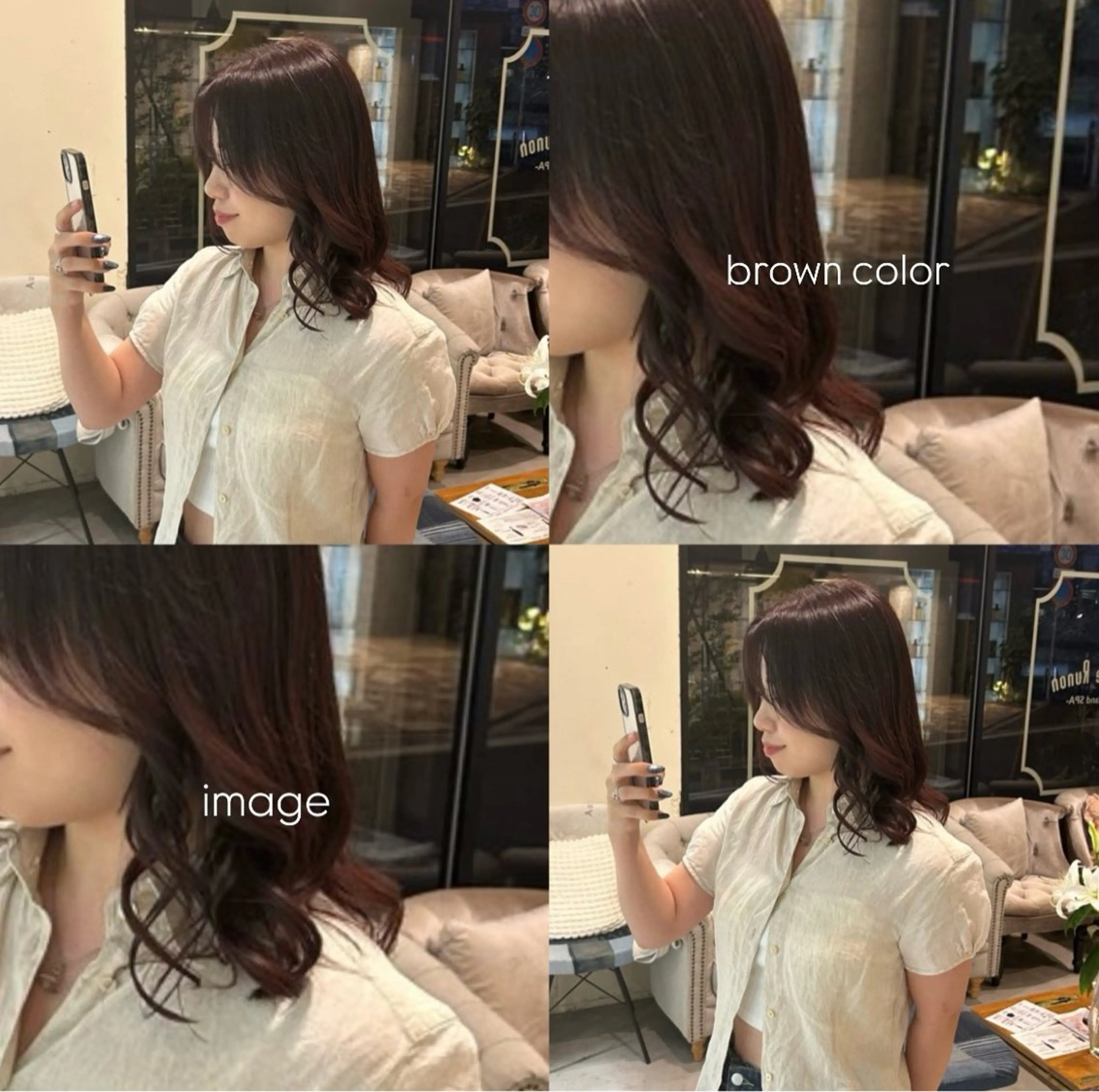 セミロング カラー ヘアカラー トリートメント 🫐 キナリ🫐のヘアスタイル