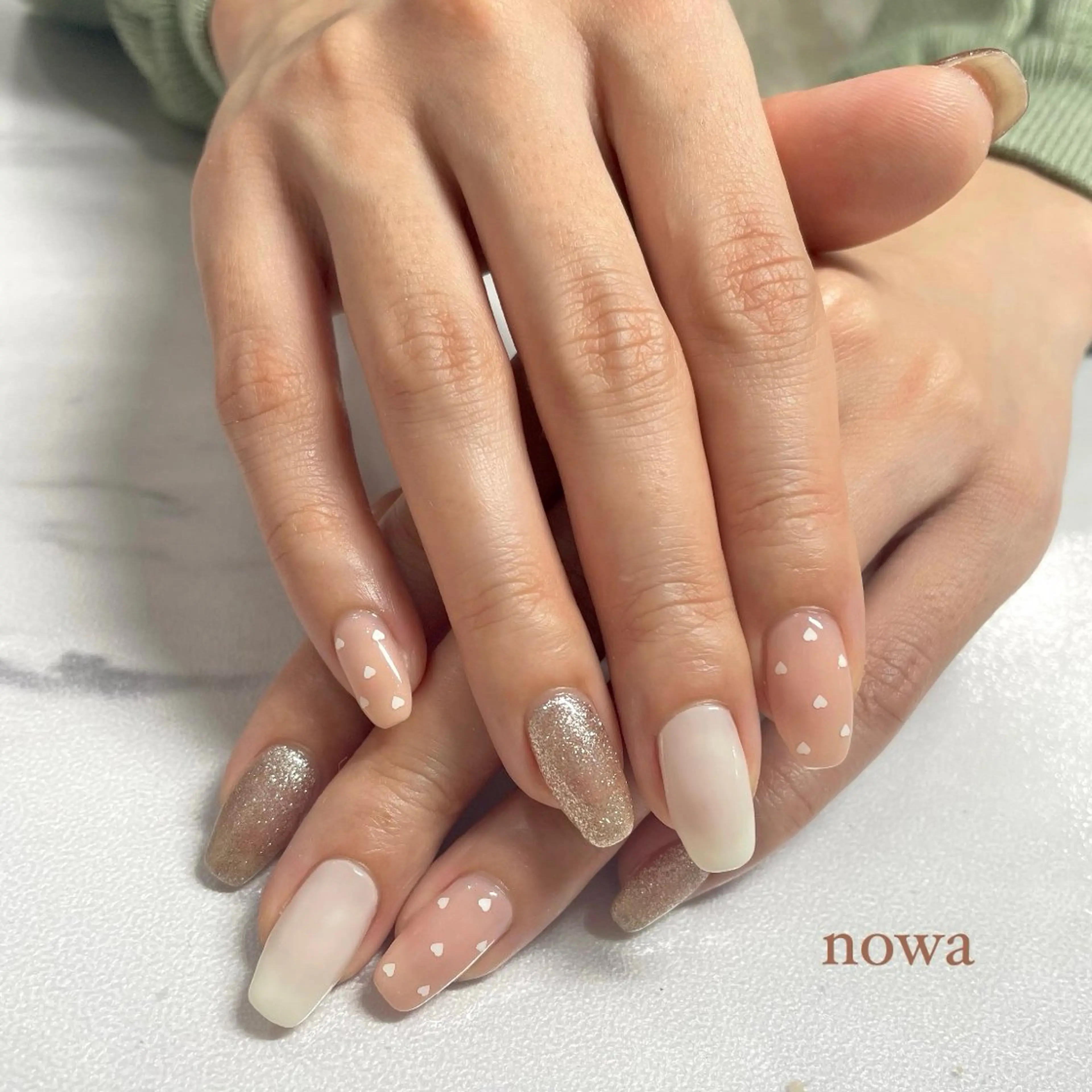 ネイル ハート ハンドネイル Beauty Studio 【nowa】所属・【nowa】小松 宙未 Soramiのネイルデザイン