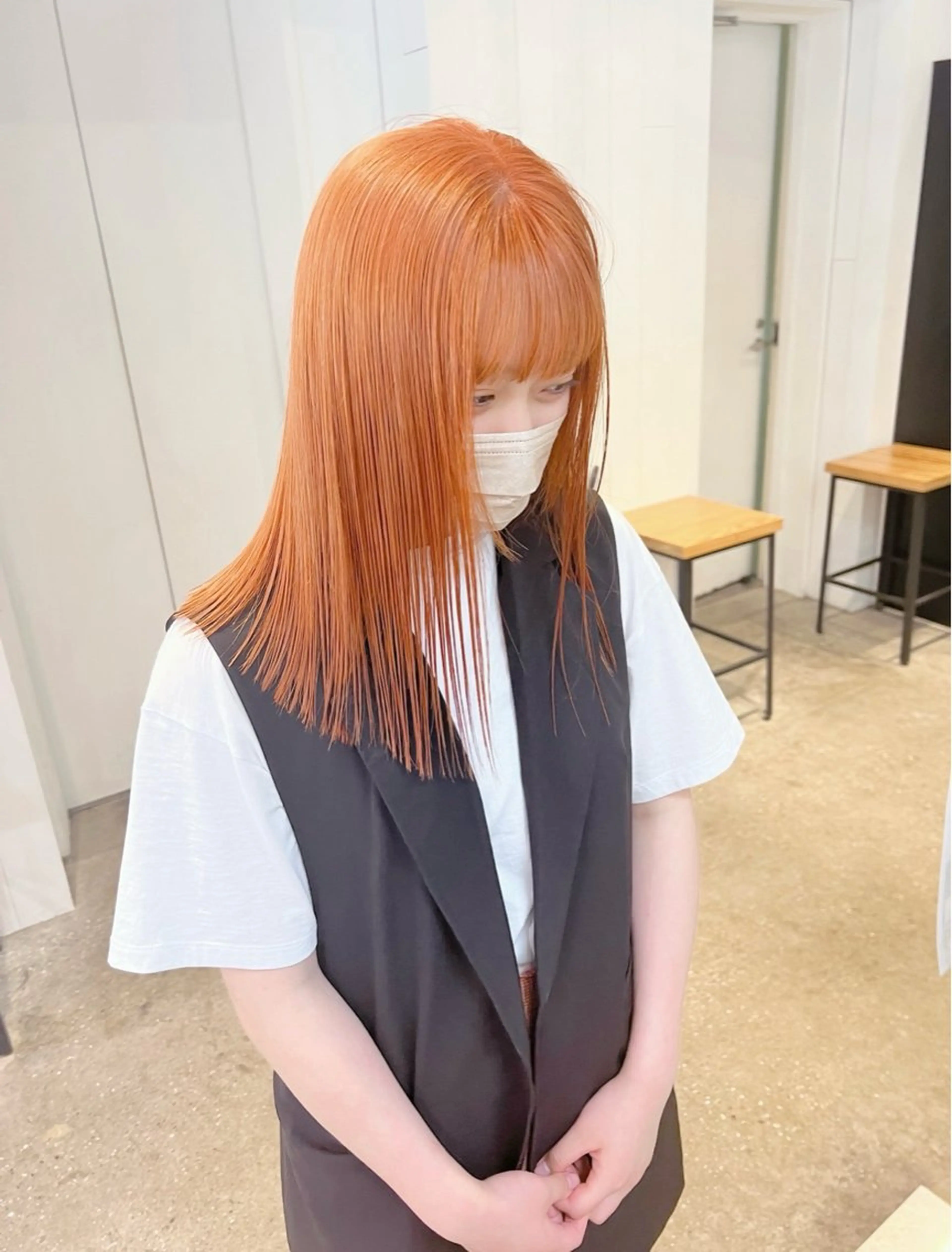 ミディアム カラー オレンジ XYZ新宿所属・⭐️DAIKI⭐️ ハイトーン/髪質改善のヘアスタイル