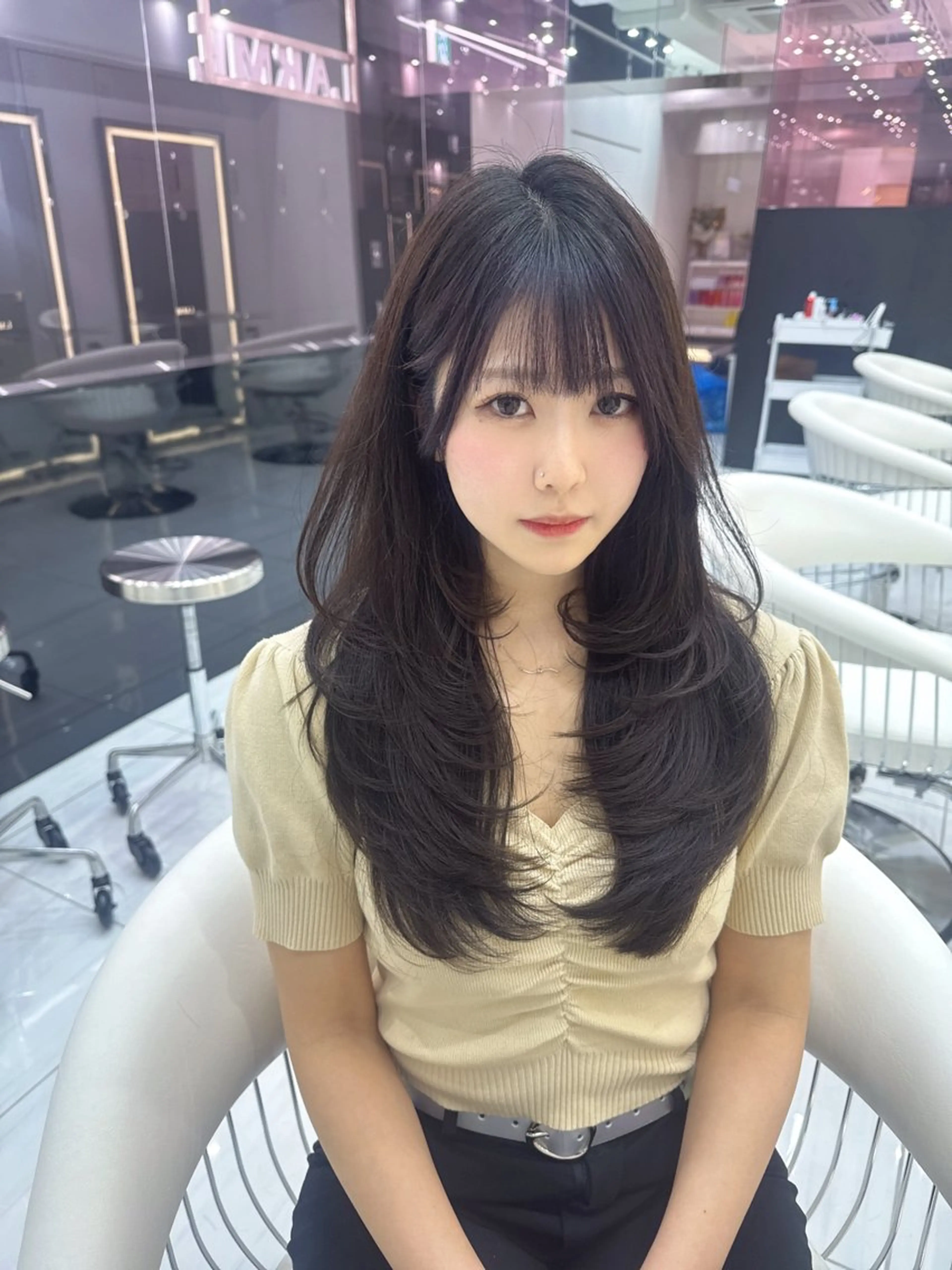 お出かけ前にコテ巻き仕上げ〖新宿/ロング料金無し/韓国風巻き/ヨシンモリ〗の写真