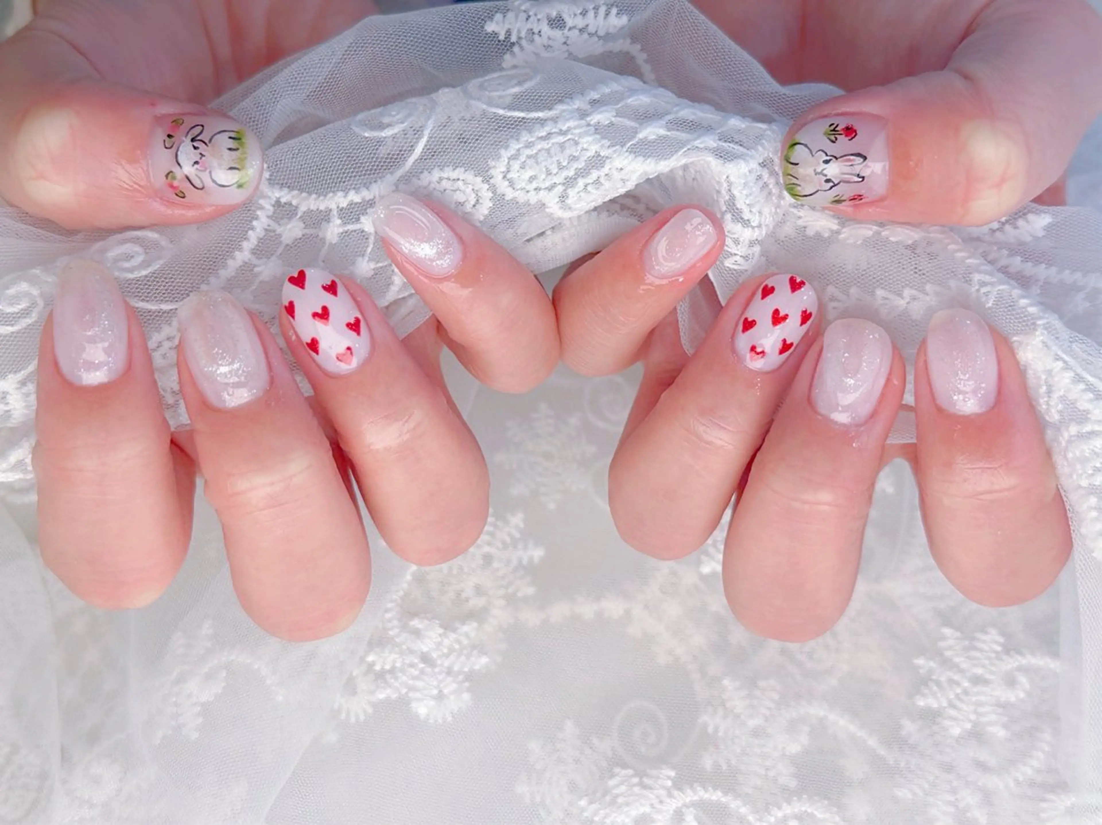 ネイル アートネイル 韓国ネイル 水色 ロングネイル マグネットネイル ハンドネイル ハンドケア NailDemure 【銀座店】のネイルデザイン