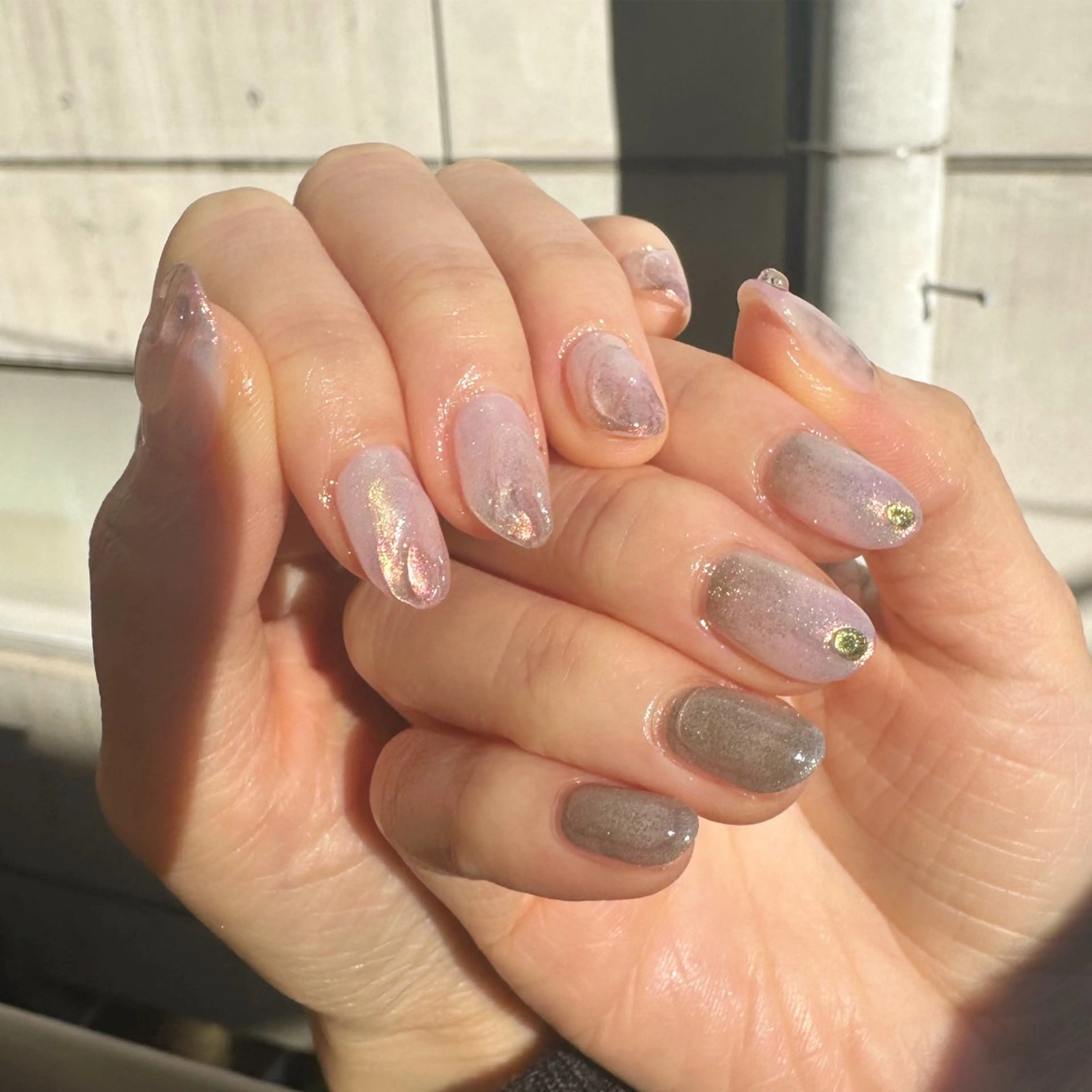 ネイル オーロラネイル クリアネイル 氷ネイル・うるうるネイル キラキラネイル 韓国ネイル 🪞KAPE NAIL 🪞のネイルデザイン