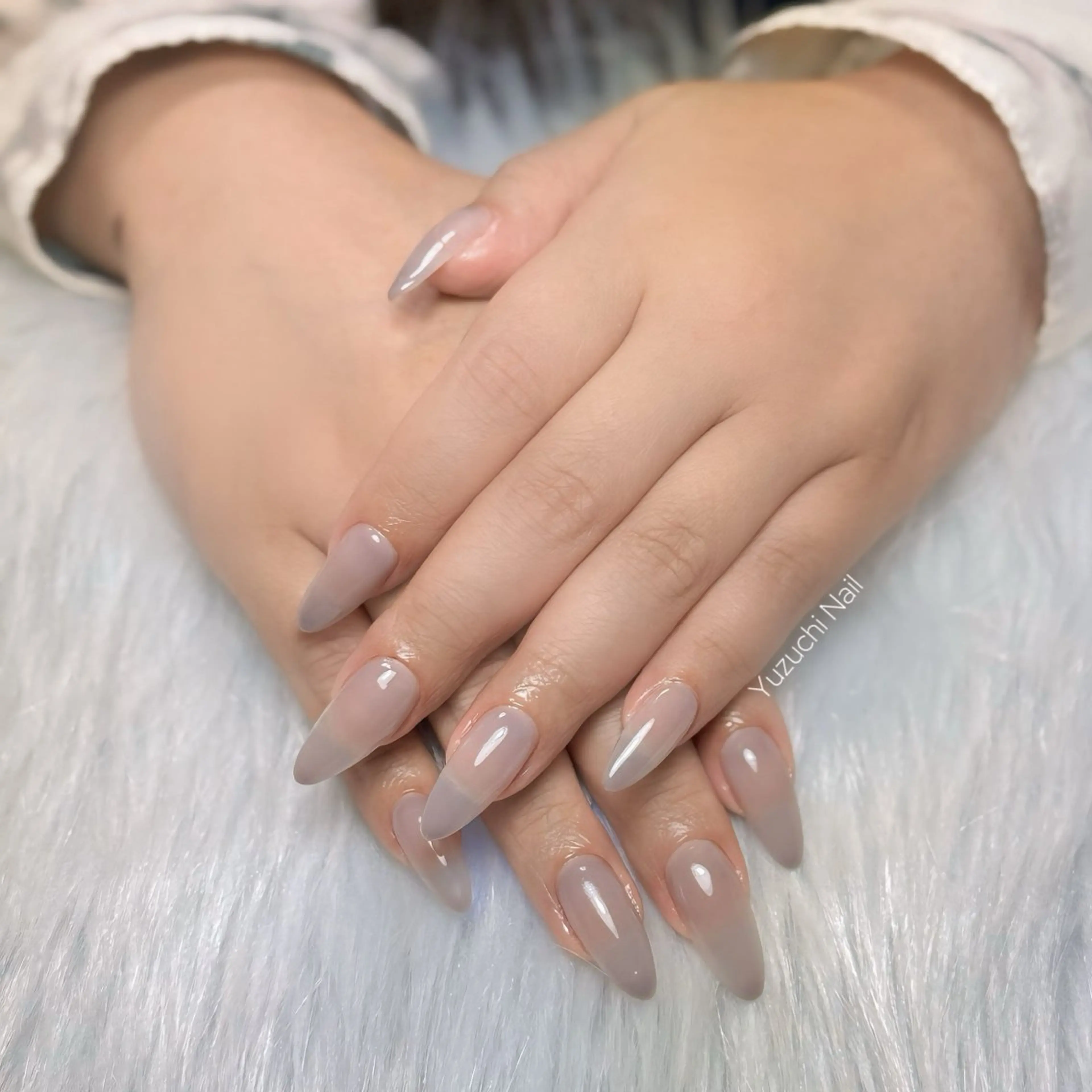 ネイル オーロラネイル チークネイル 長さ出し フットネイル ジェルネイル ハンドネイル ハンドケア Yuzuchi Nailのネイルデザイン