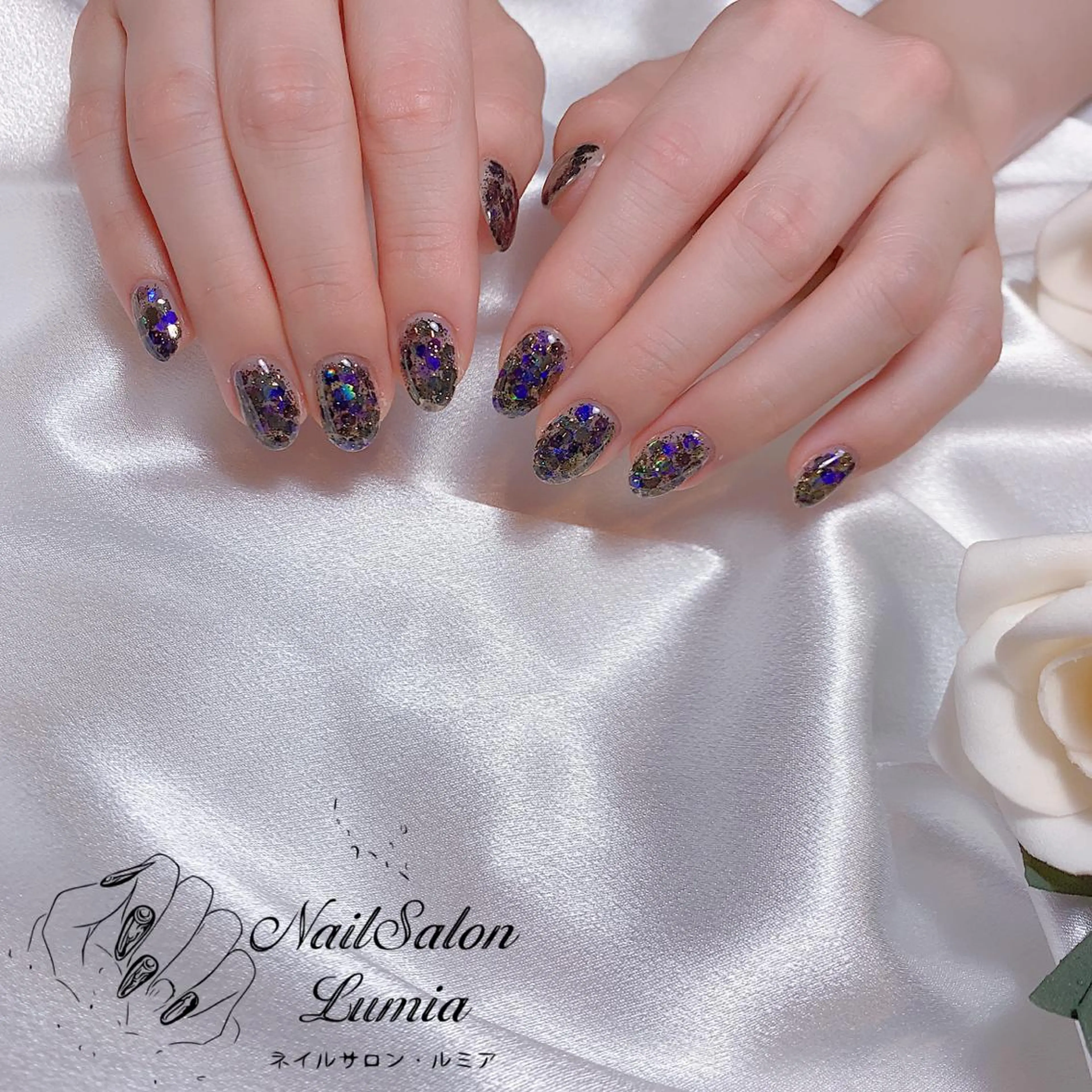 ネイル 韓国ネイル ラメ(グリッター) ネイルサロン ルミア Lumia 店長のネイルデザイン
