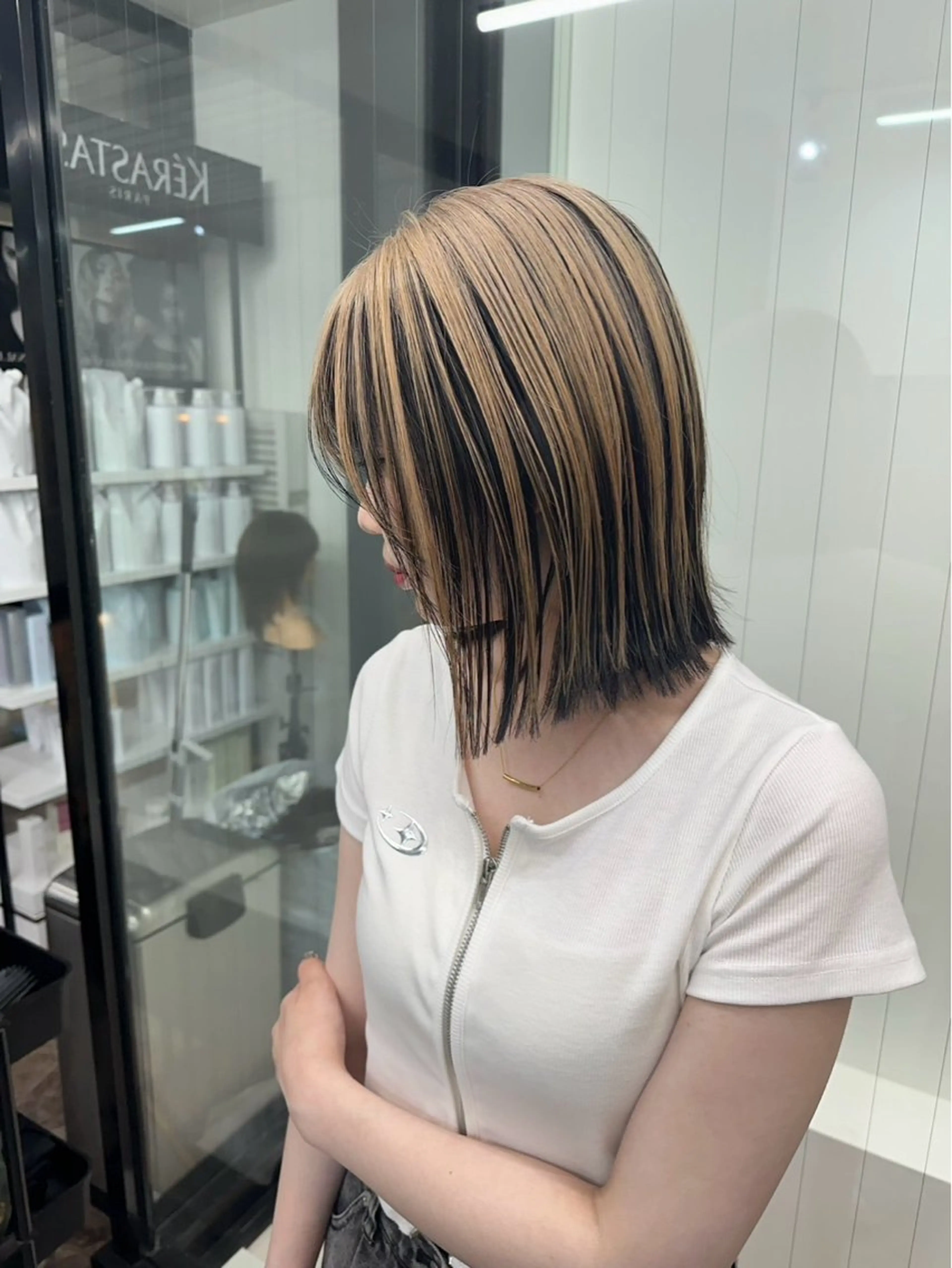 ショート ミストバング ハイライト 髪質改善 韓国風ヘア レイヤーカット COEUR🖤 SAYAKAのヘアスタイル