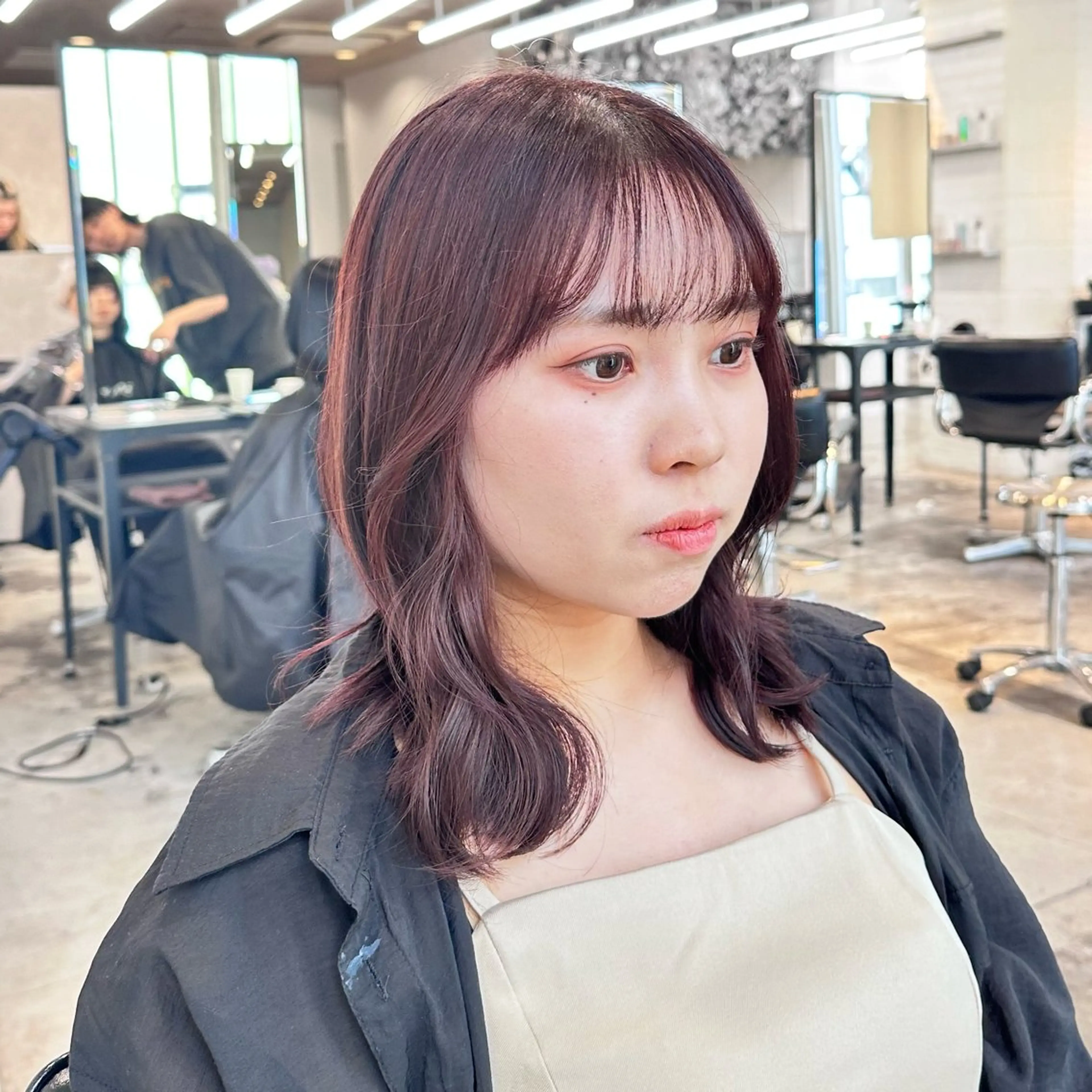 ミディアム カラー ヘアアレンジ レッドカラー 🥀モテ暖色× エクステ🥀あかりのヘアスタイル