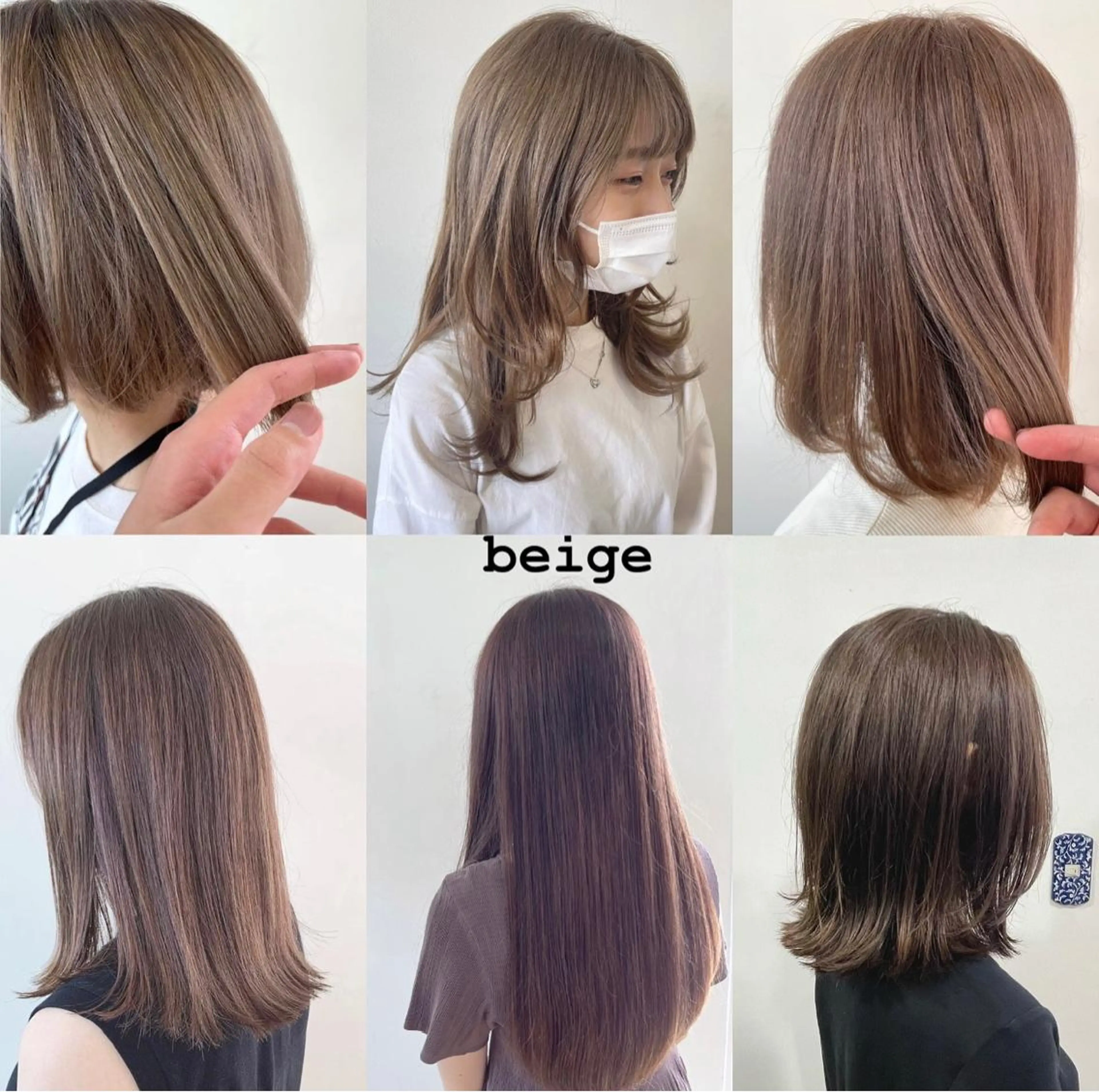 ミディアム カラー パーマ ヘアアレンジ ベージュカラー ブリーチ 間水 和樹のヘアスタイル