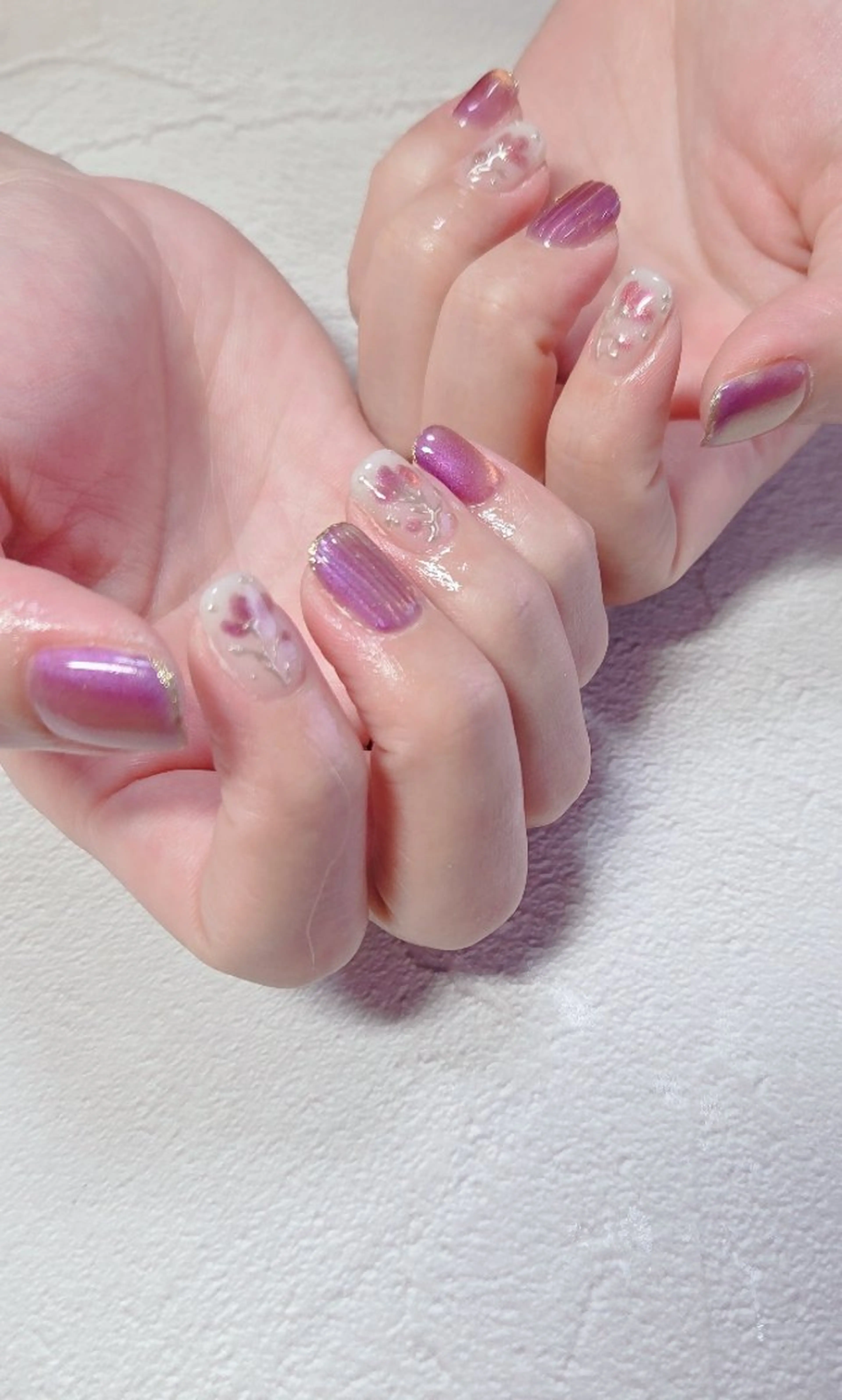 ネイル フラワーネイル マグネットネイル 持ち込み 赤色 春ネイル ハンドネイル flure de neige yukiのネイルデザイン