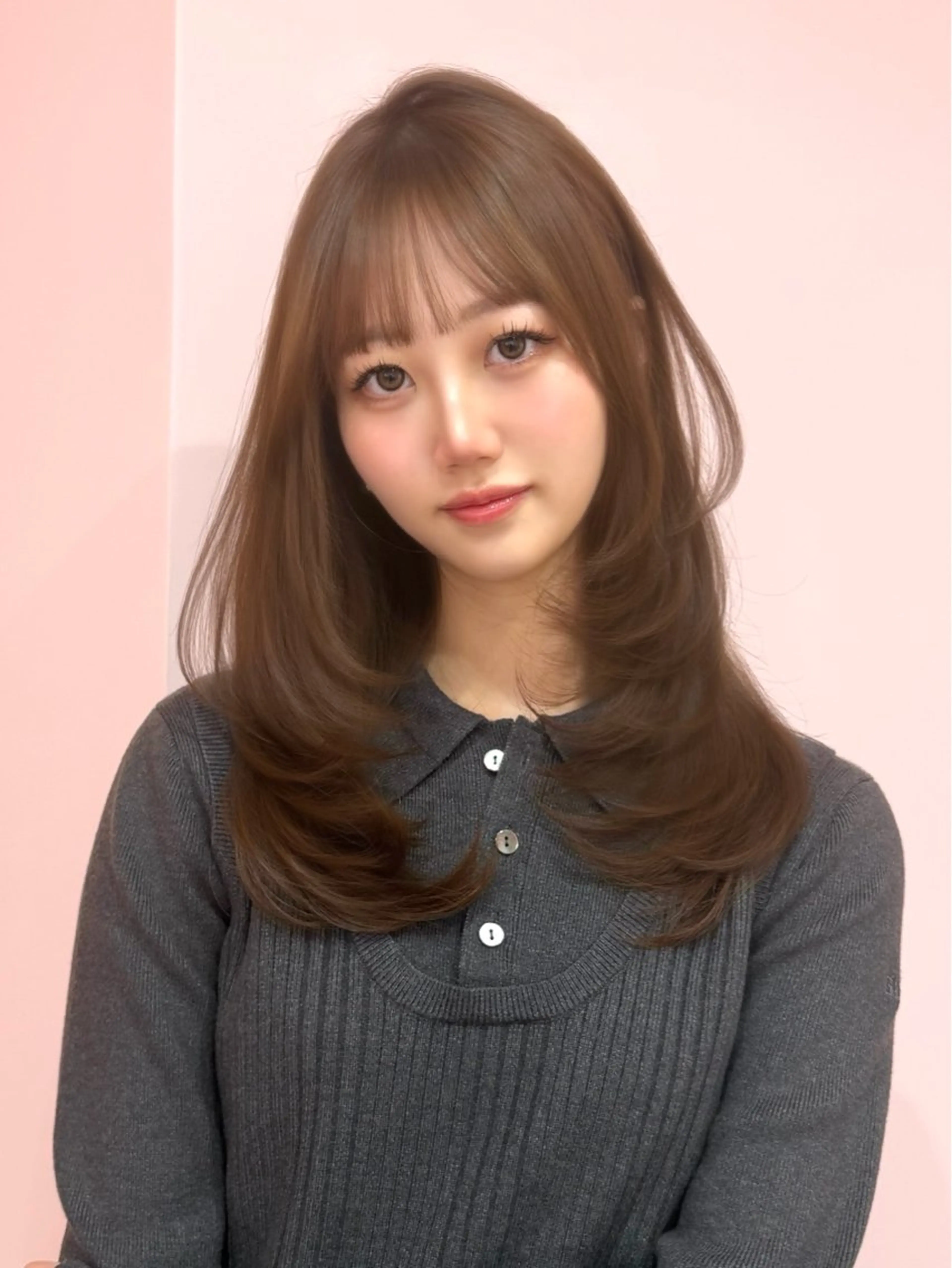 セミロング カラー ベージュカラー ブリーチ ブラウンカラー ブラウンベージュ チョコレートブラウン カット ヘアカラー トリートメント 渋谷/韓国ヘア/ 顔まわり♡Ayakaのヘアスタイル