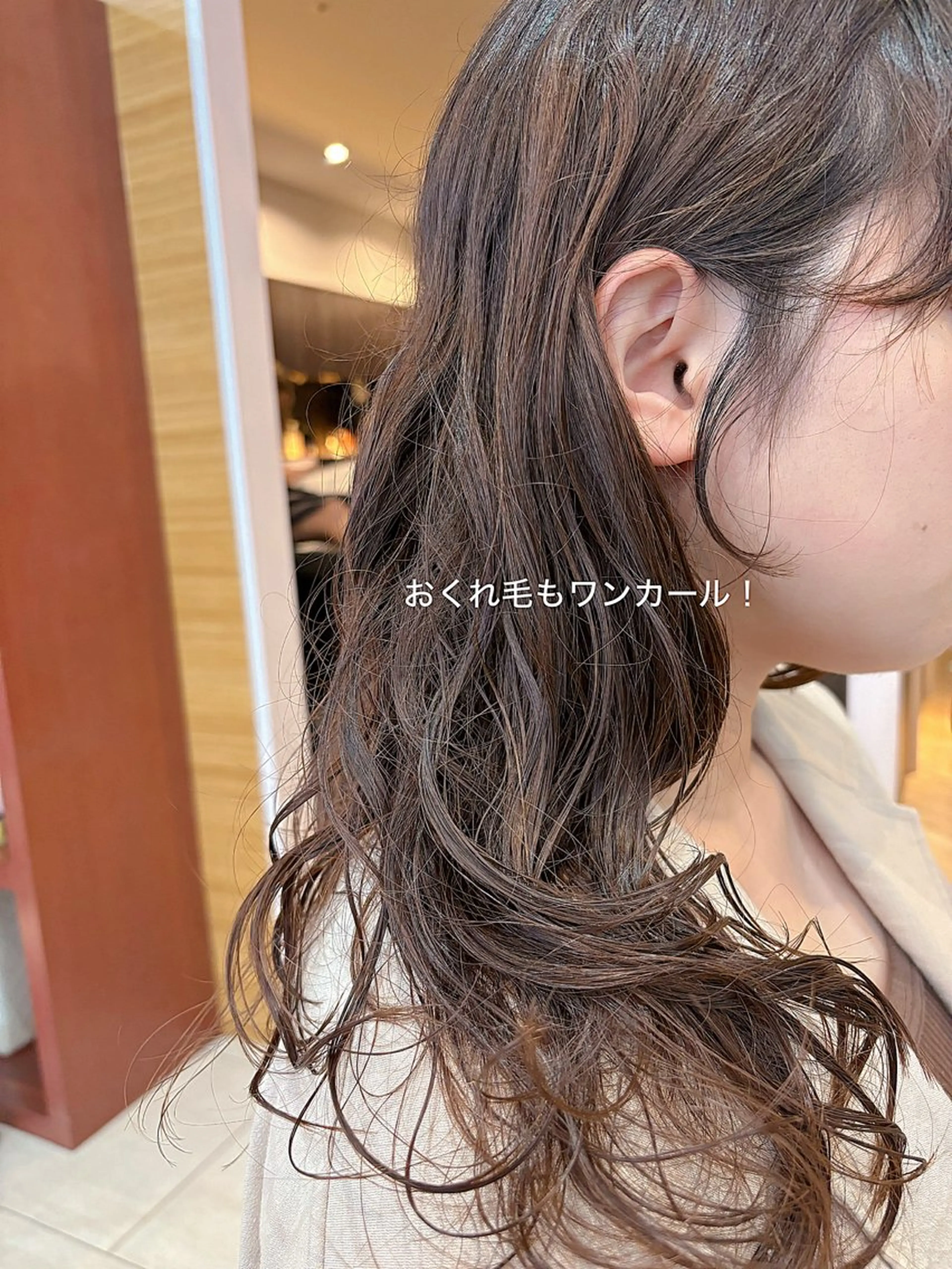 セミロング セミロングパーマ おくれ毛 ボブ/ミディアム 親しみやすさ/さくらのヘアスタイル