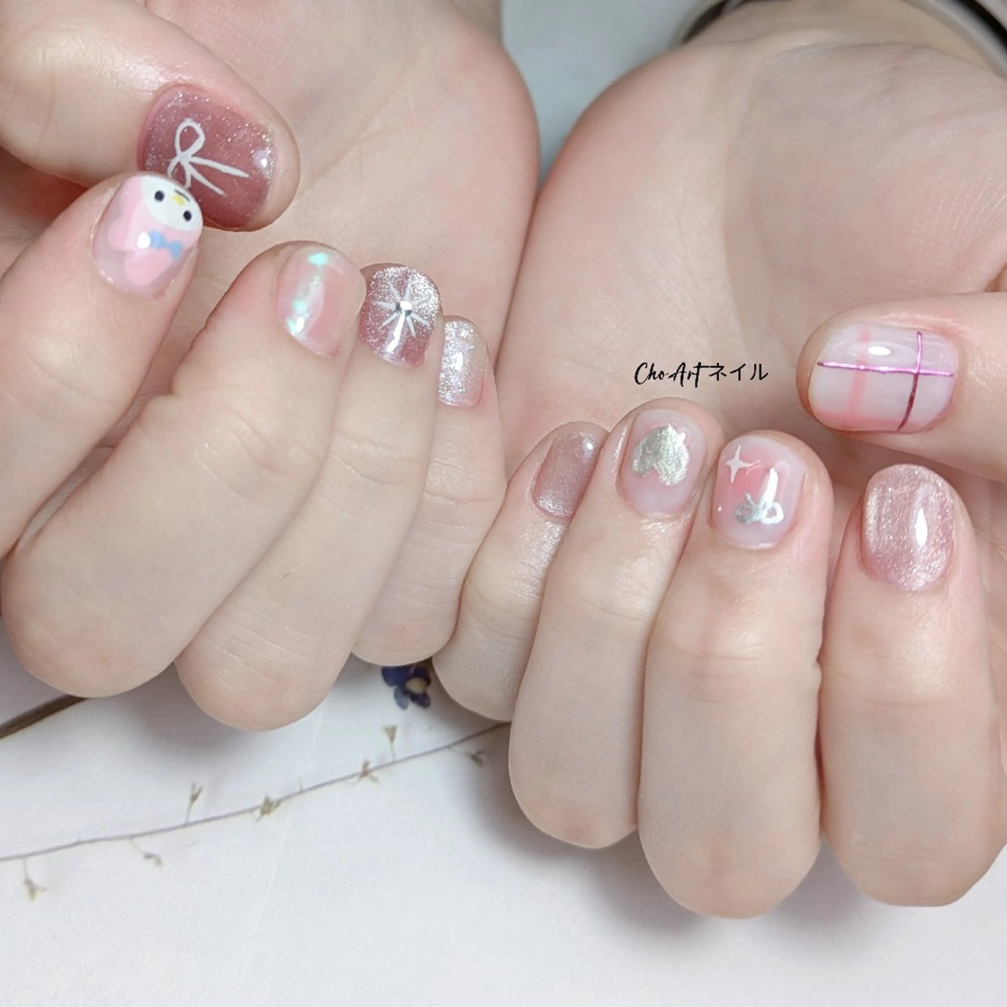 ネイル アートネイル オーロラネイル フラワーネイル キラキラネイル ラメ(グリッター) Cho Artネイル所属・ronronne .のネイルデザイン