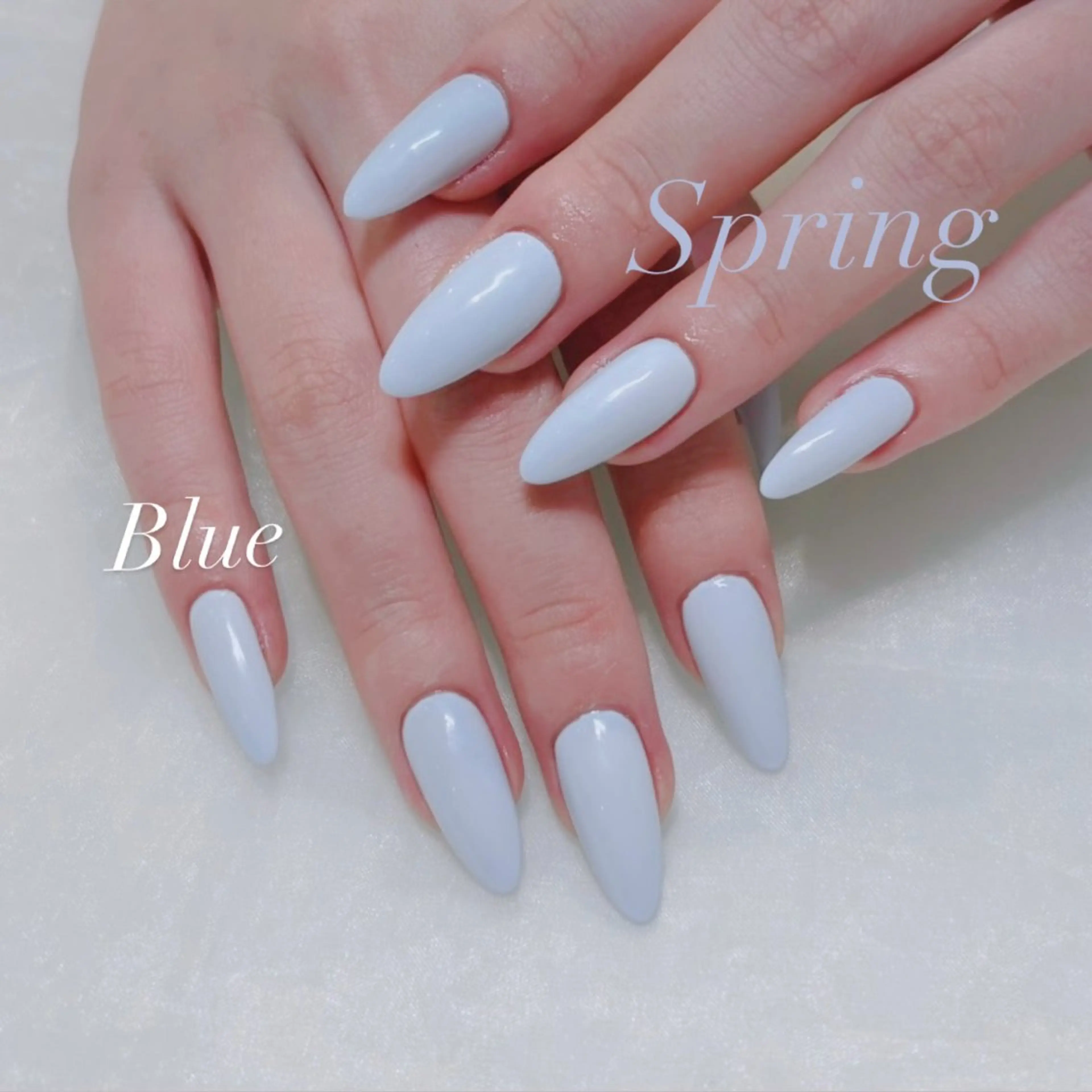 ネイル ブルー ワンカラーネイル パステルネイル シンプルネイル 春ネイル ハンドネイル 🩷Hiyori 🩷のネイルデザイン