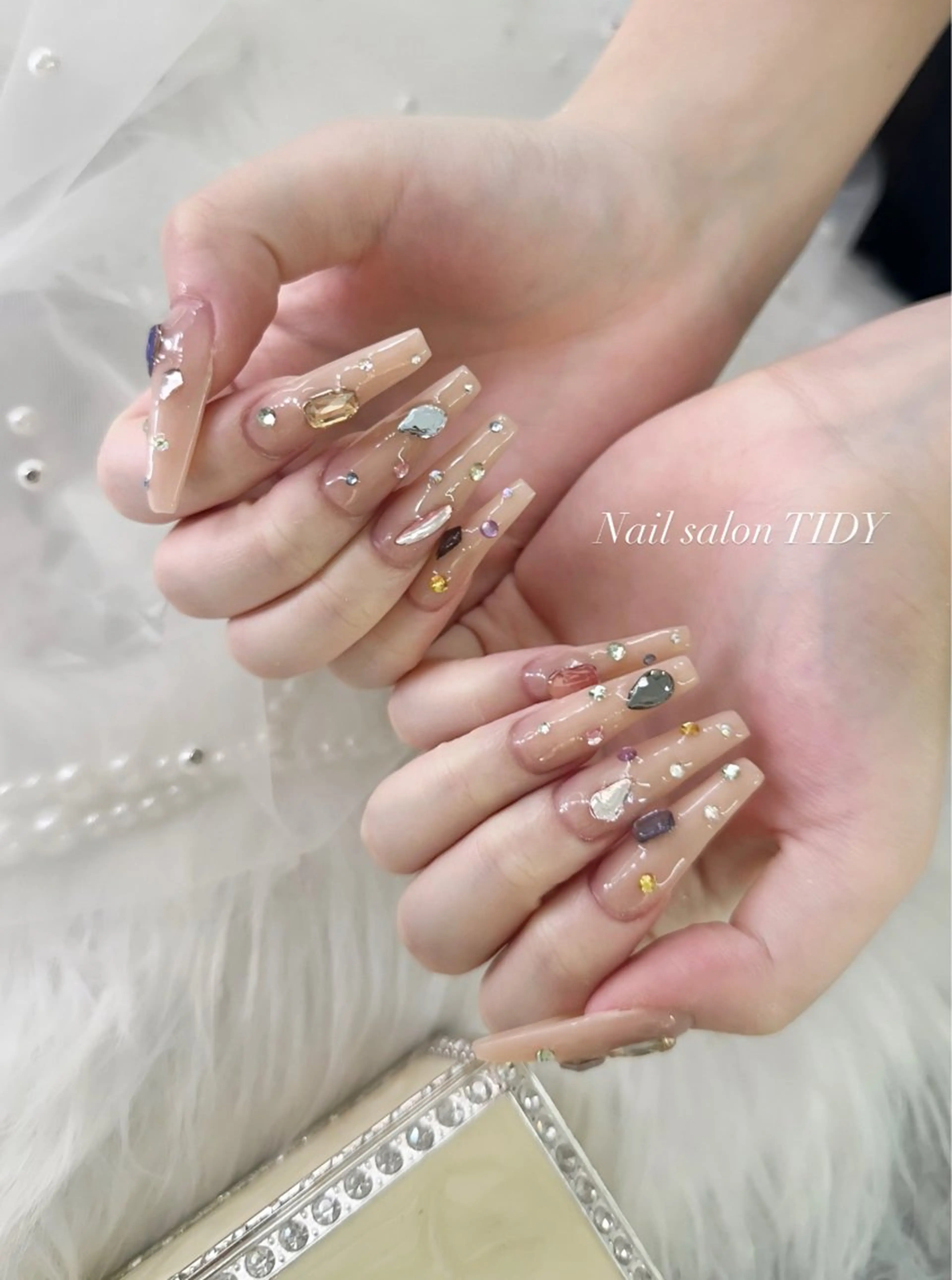 ネイル 長さ出し フットネイル ジェルネイル キラキラネイル 韓国ネイル ハンドネイル TIDY M&Mのネイルデザイン