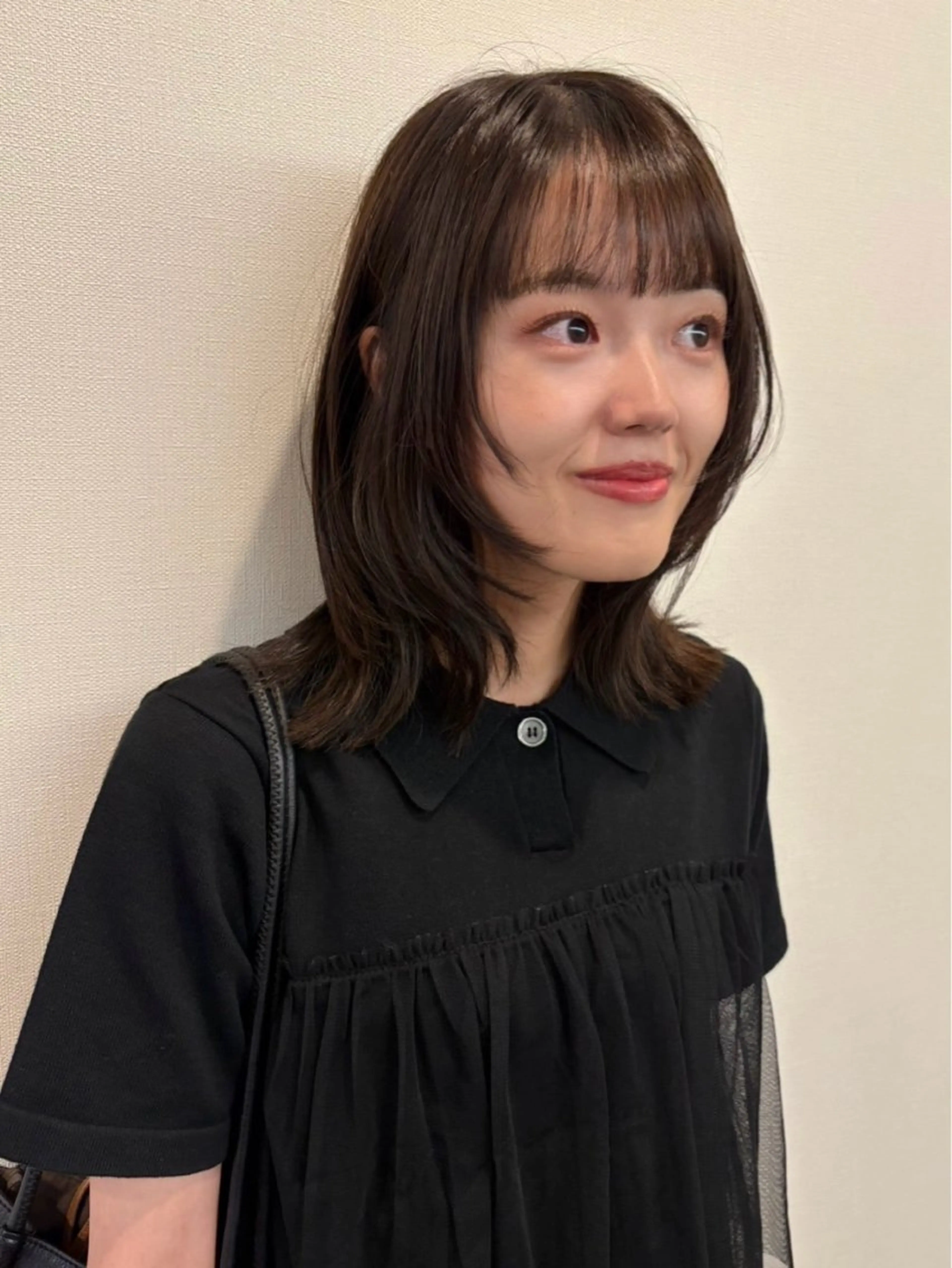 ミディアム くびれヘア 顔まわりレイヤー 髪質改善 レイヤーカット カット ヘアカラー トリートメント レイヤー/暖色/ 髪質改善/永礼芳果のヘアスタイル