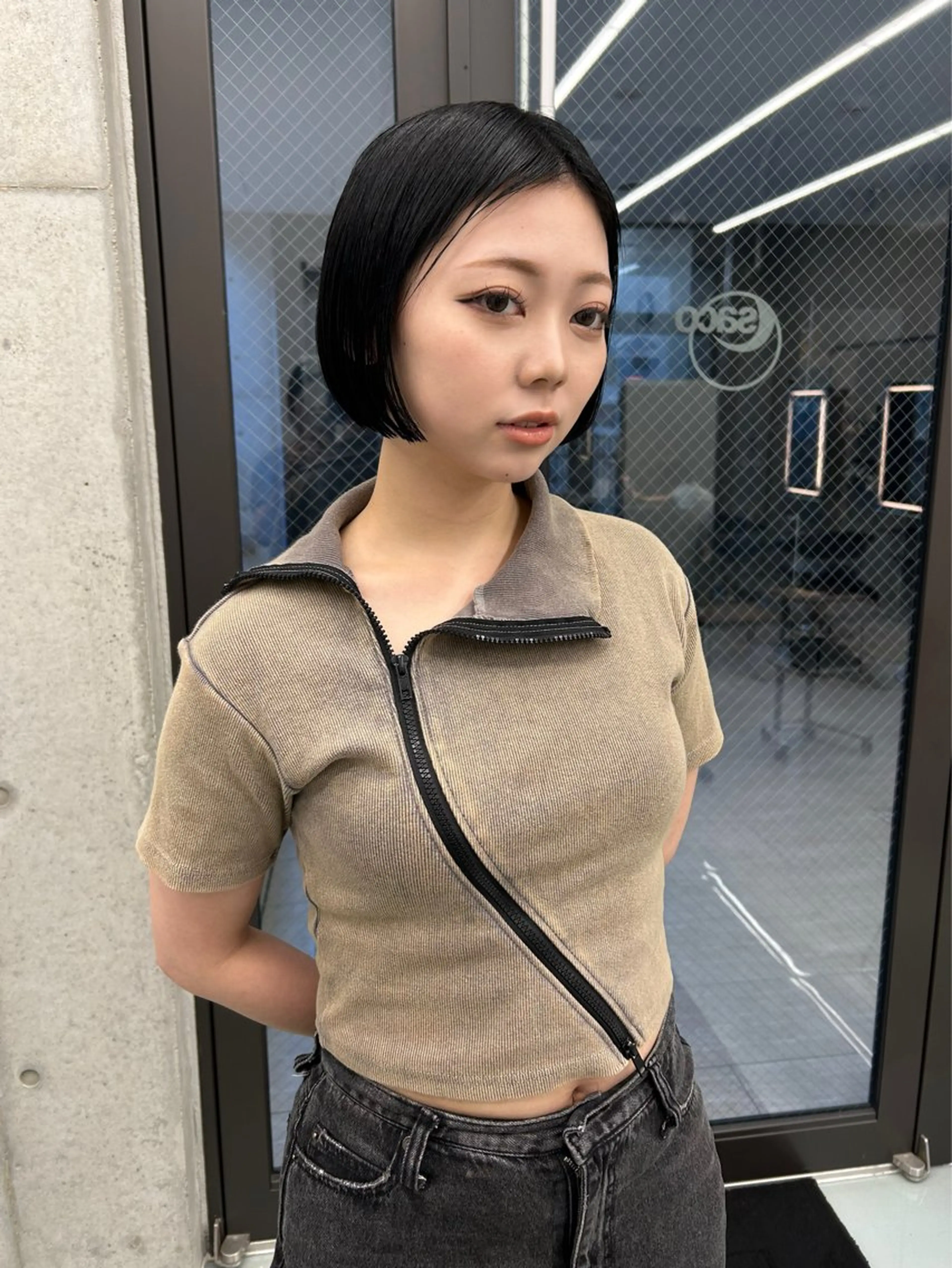 ショート カラー 黒髪 ボブ umu. :)chisakiのヘアスタイル