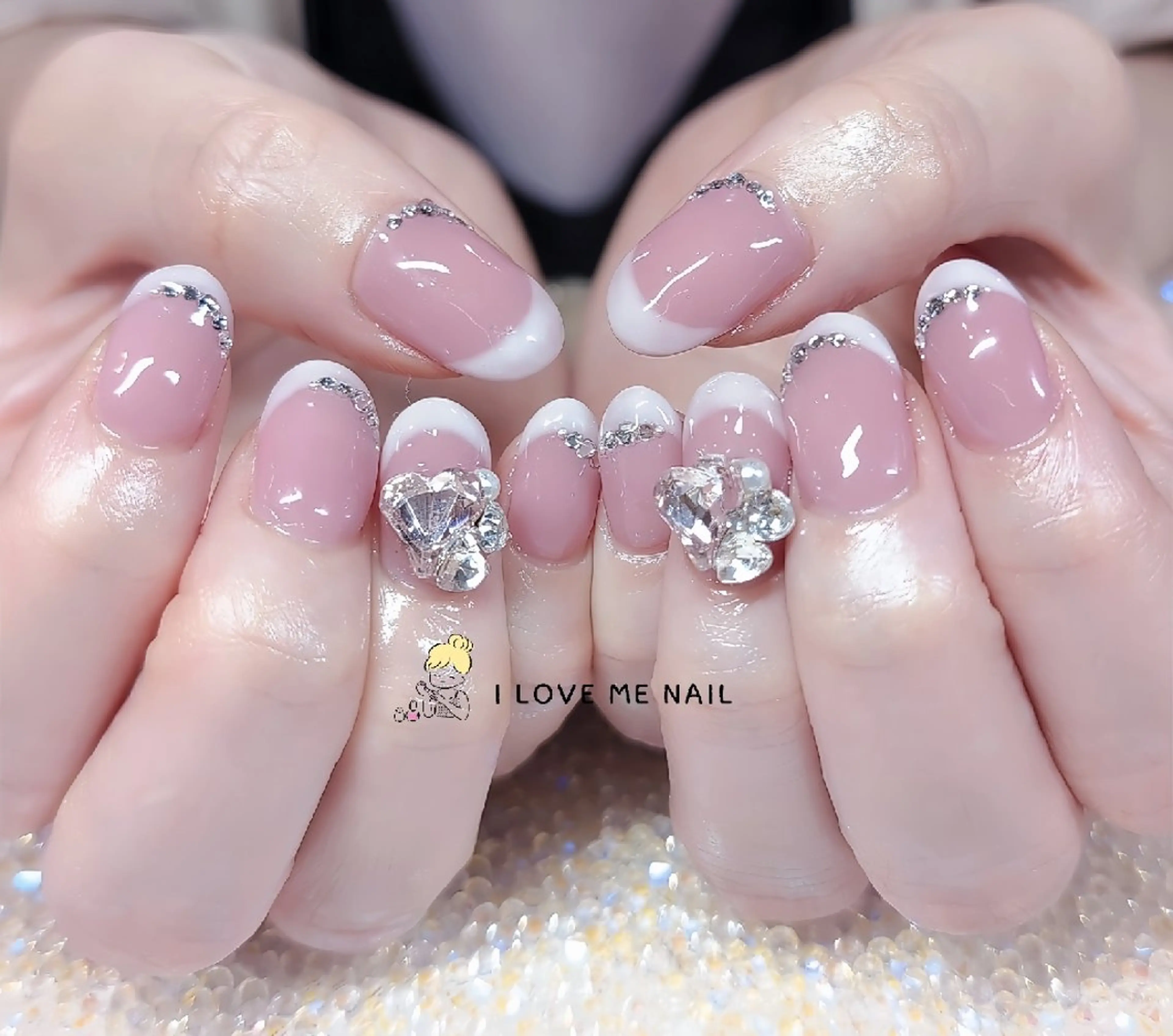 ネイル 長さ出し ハート 韓国ネイル マグネットネイル ニュアンスネイル ハンドネイル I LOVE ME  NAIL.｡.:*♡のネイルデザイン