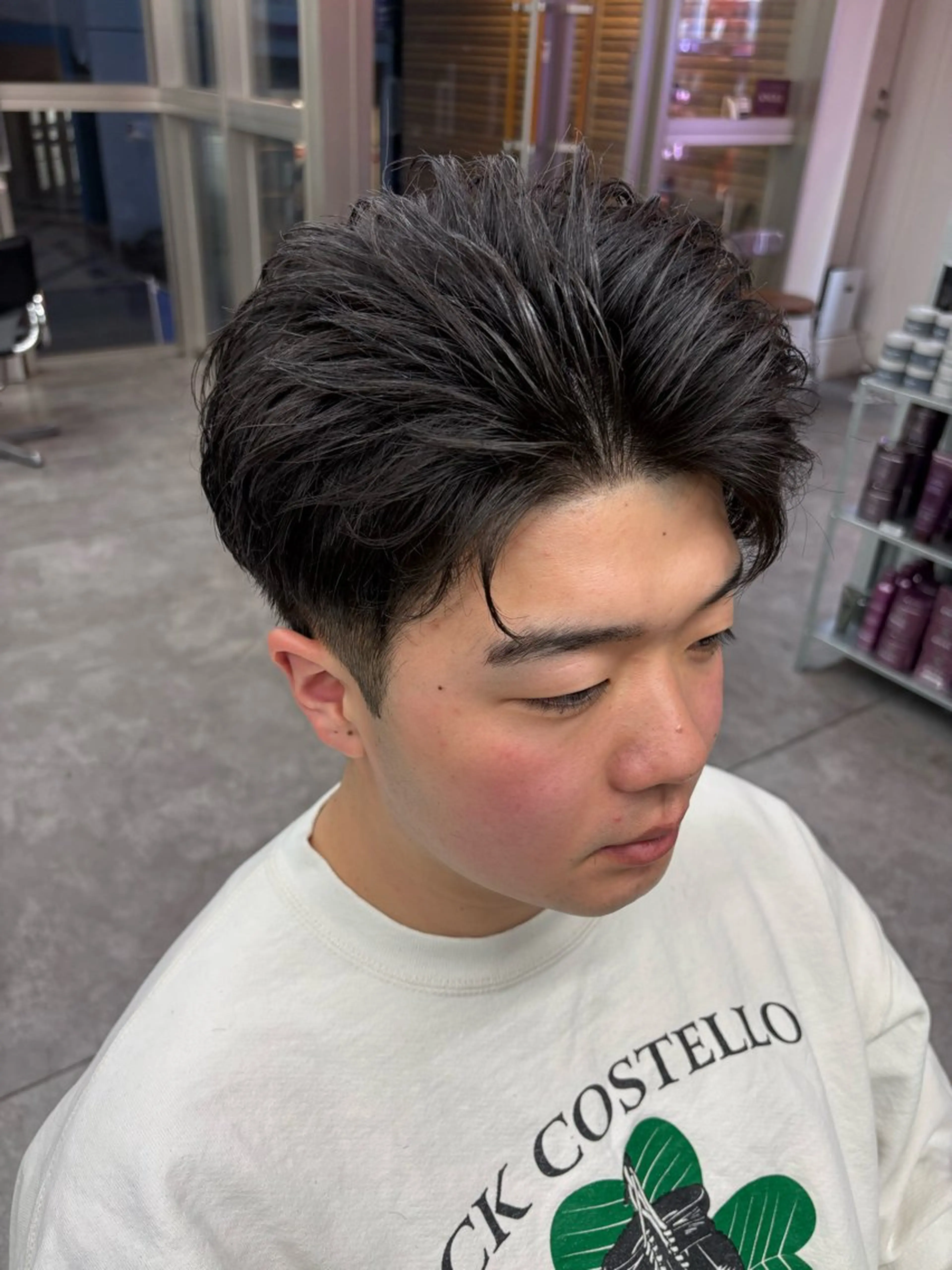 ショート カラー パーマ メンズ カット ヘッドスパ ヘアセット メンズパーマ特化 🔥韓国ヘア職人🔥のヘアスタイル