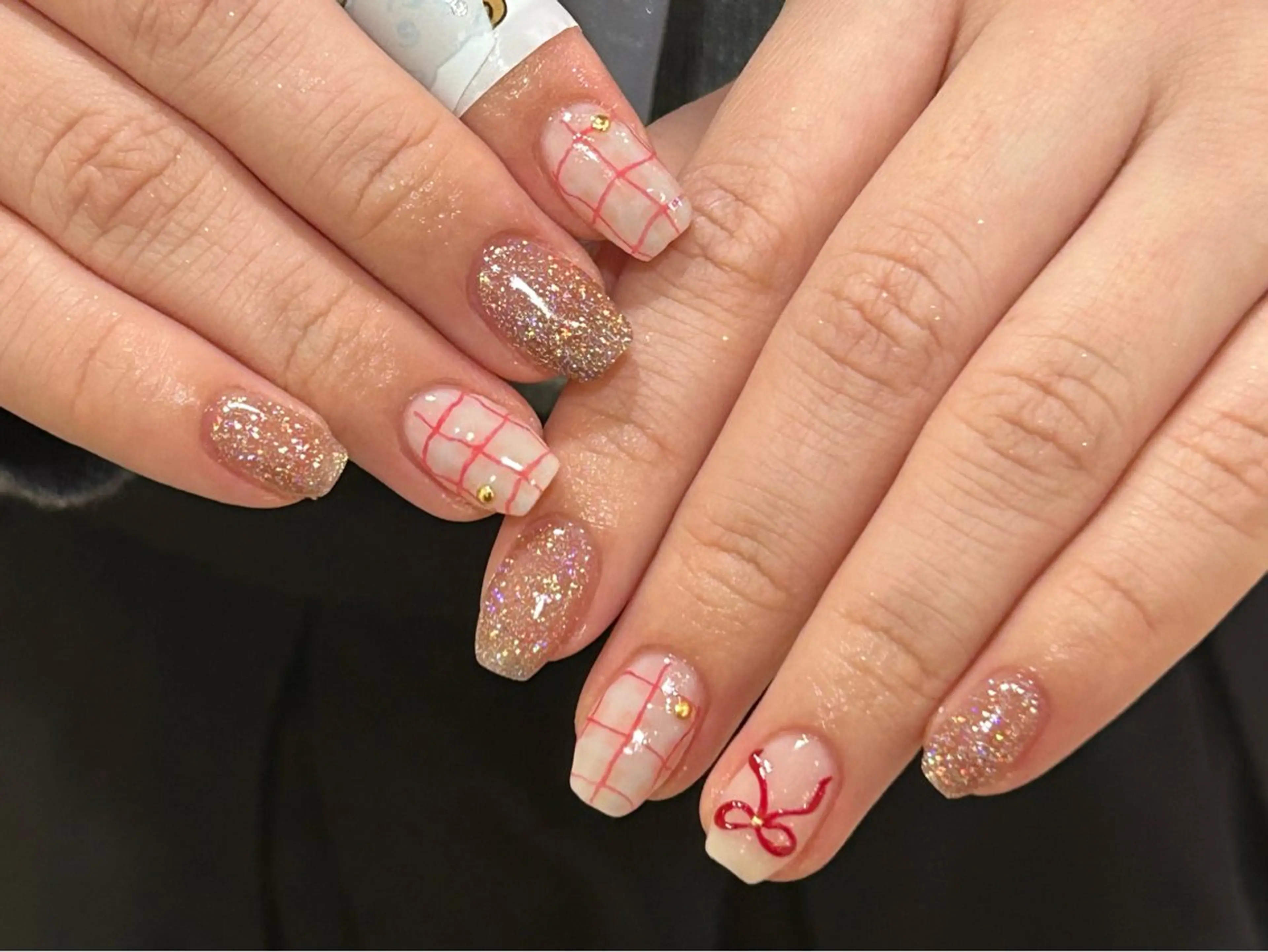 ネイル フラッシュネイル ジェルネイル リボン ハンドネイル Bianca栄店 はるなのネイルデザイン