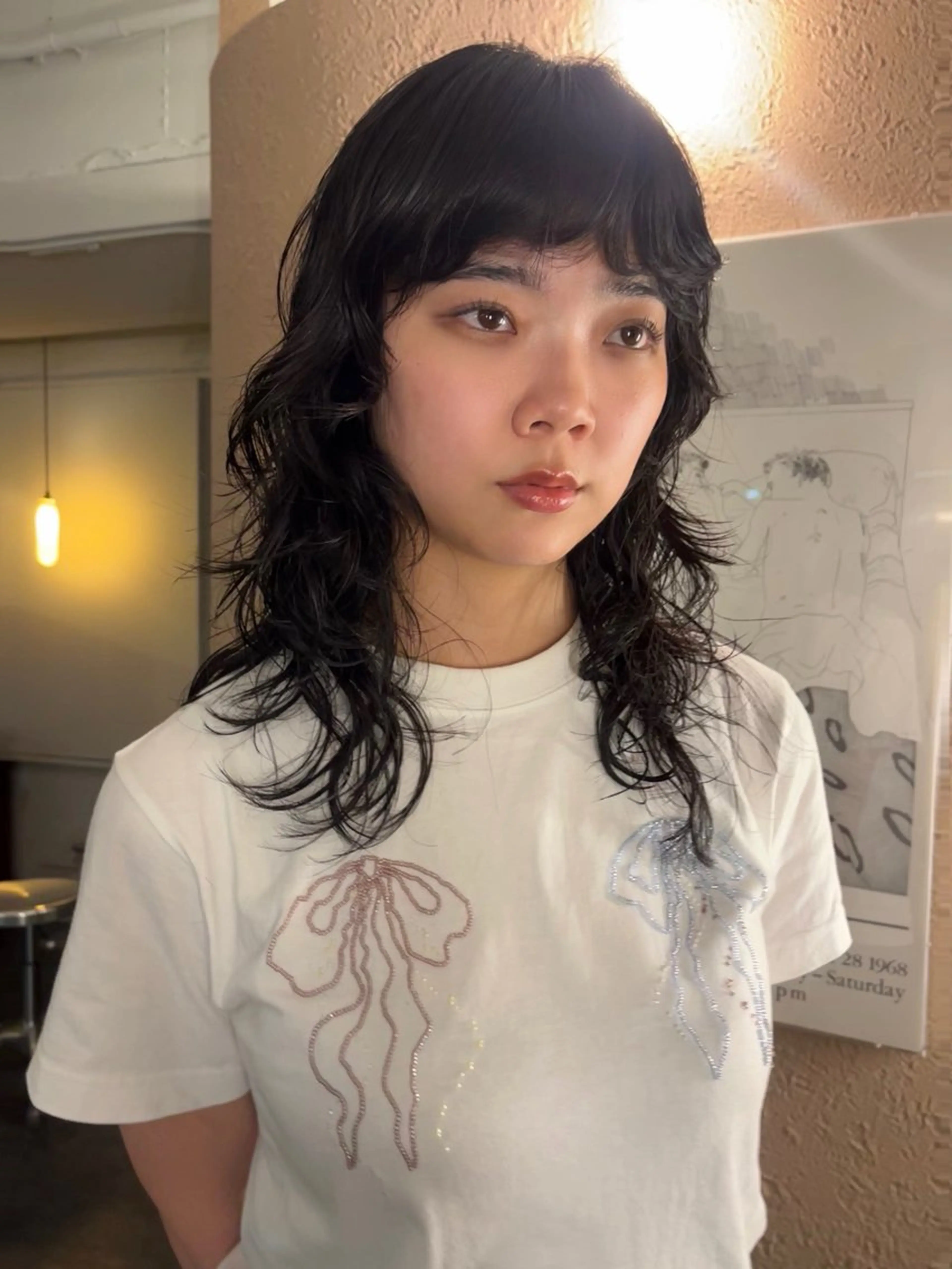 ミディアム レイヤー/ケアパーマ /ニュアンス/モードのヘアスタイル