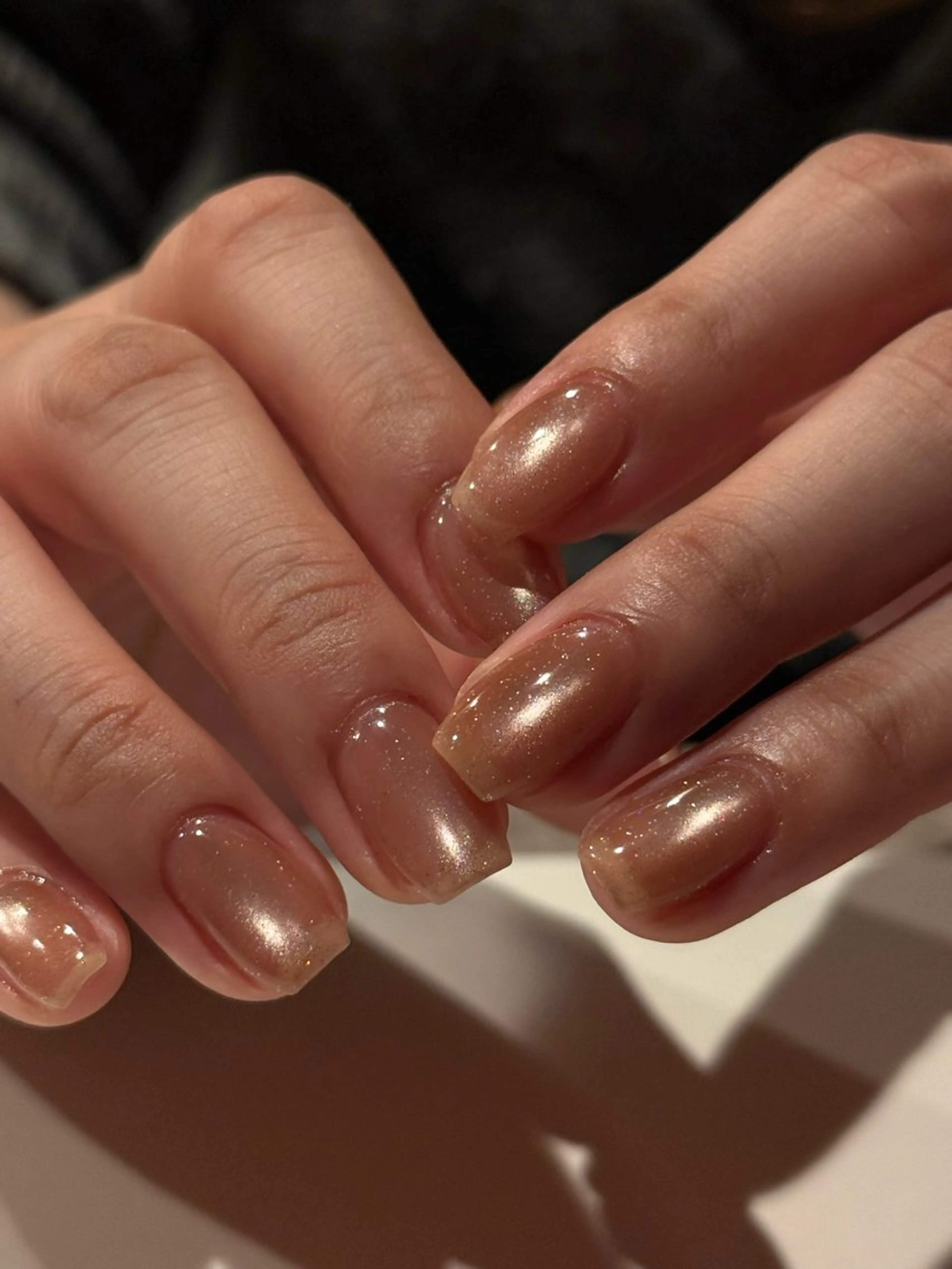 ネイル ブラウン カジュアル フラッシュネイル フラッシュマグ マグネットネイル ハンドネイル filonnail /　kotoneのネイルデザイン