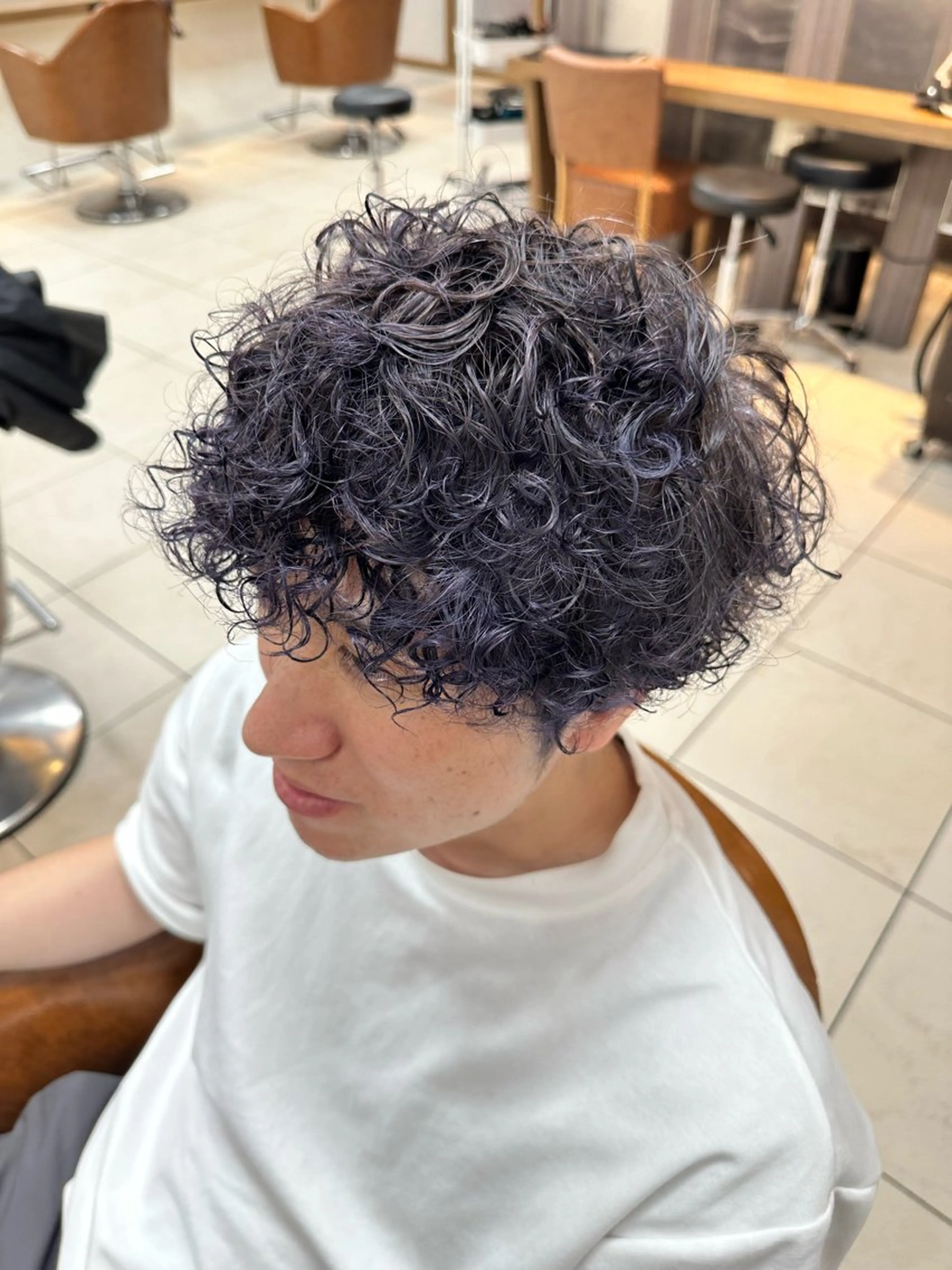 カラー メンズ アッシュ 髪質改善/ブラック ヘア/リンのヘアスタイル