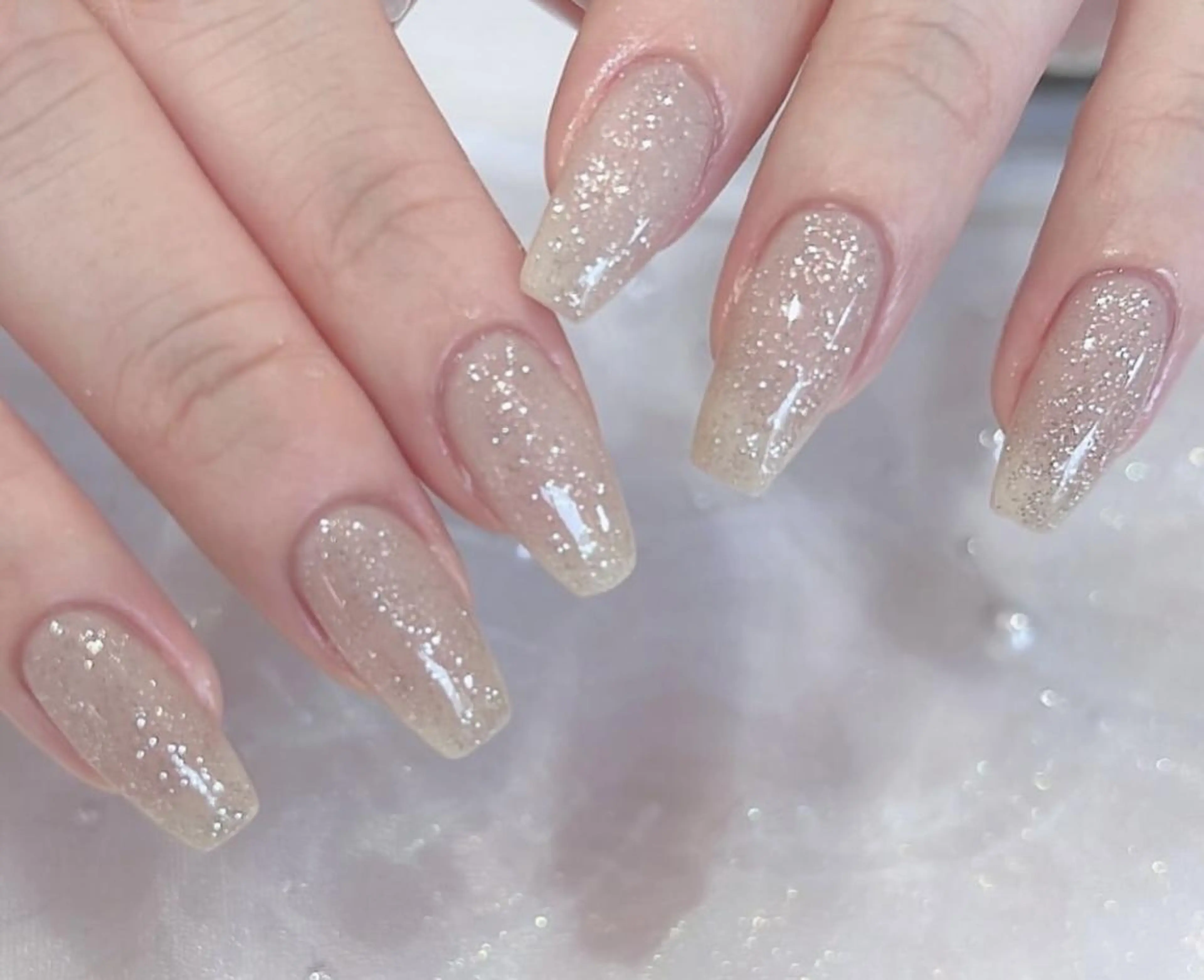 チップ長さ出し10本ワンカラー/ラメーグラデーション/フラッシュの写真