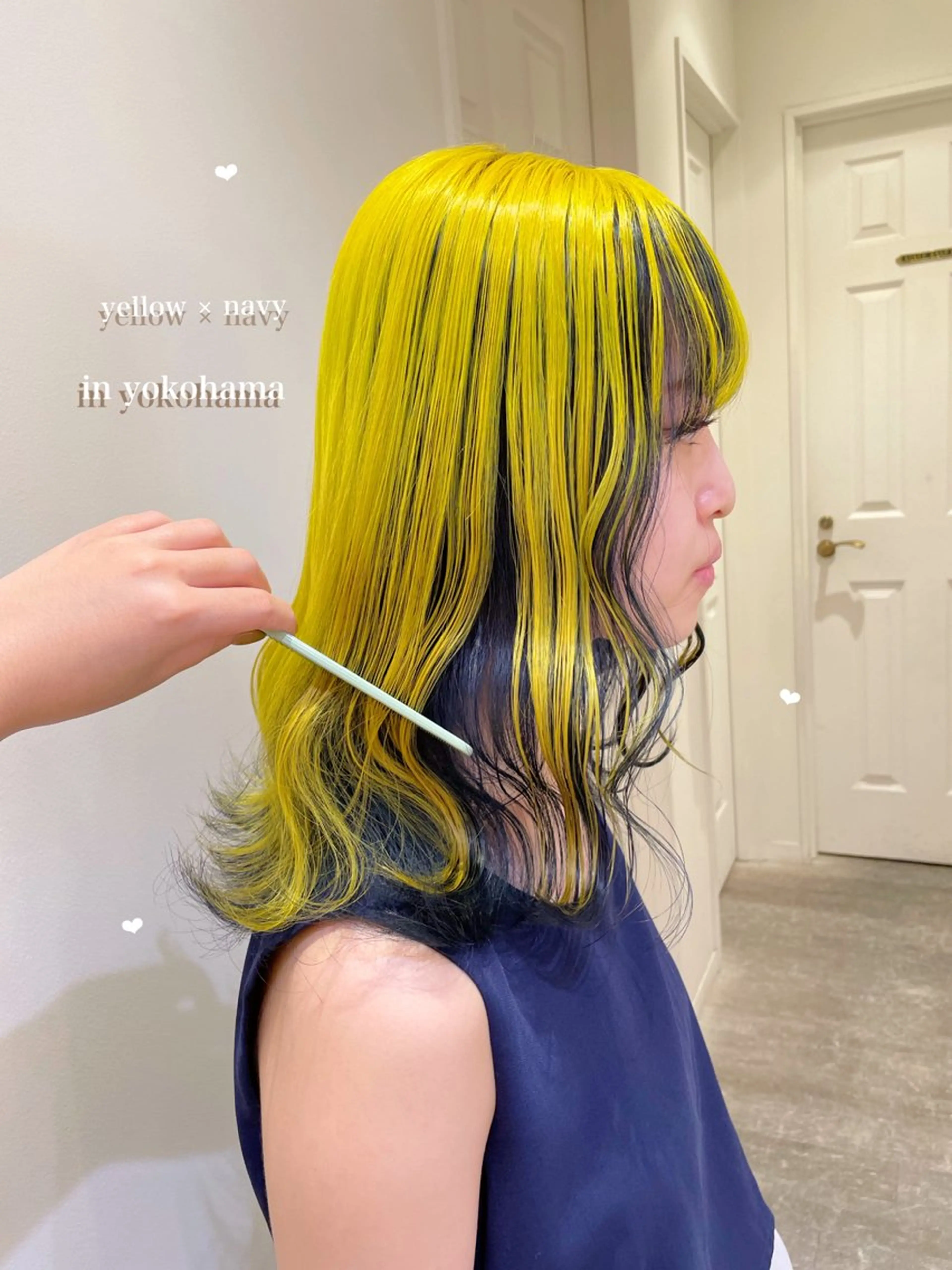 セミロング カラー デザインカラー ヘアカラー エクステ/ハイトーン 🐏☁️miminaのヘアスタイル