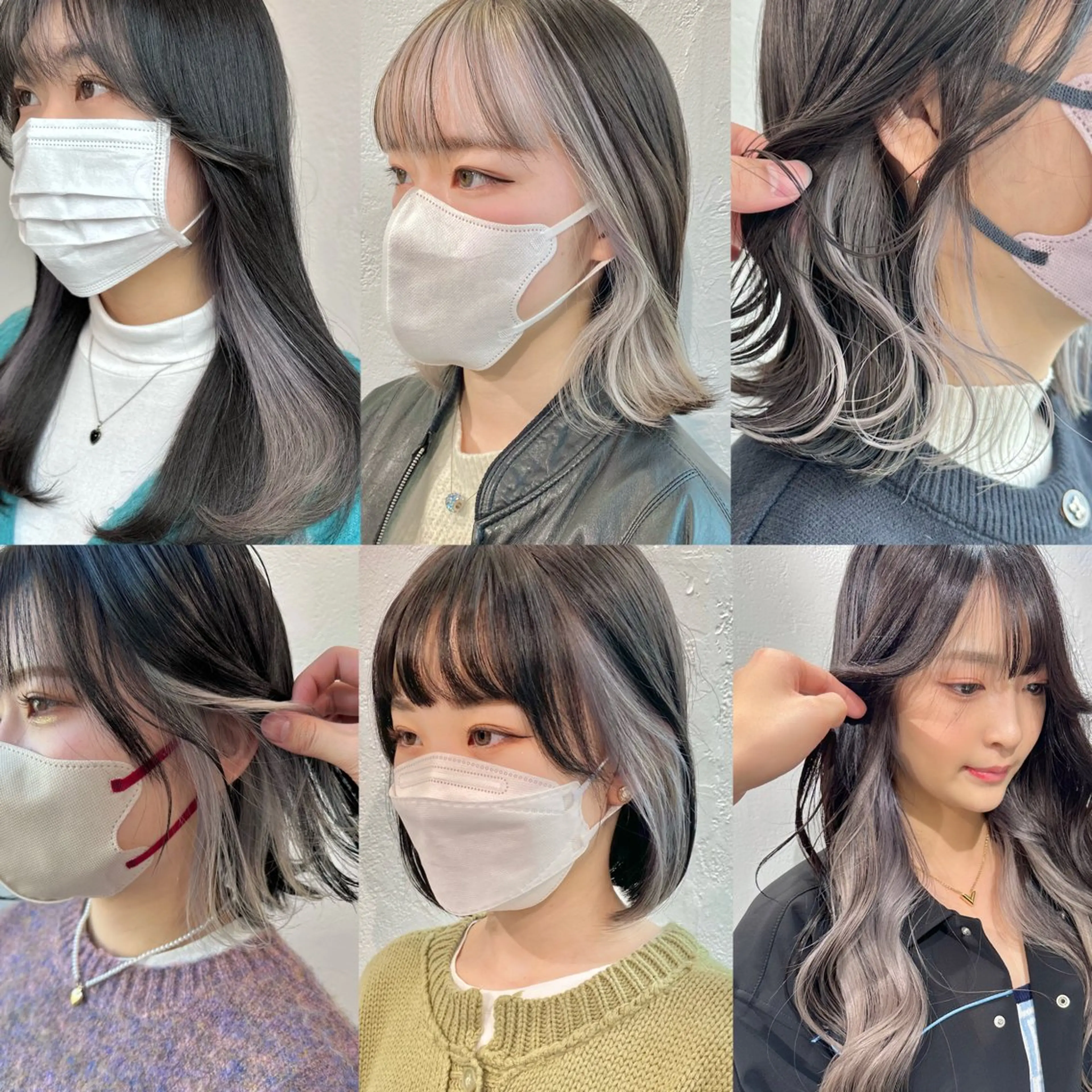 ミディアム カラー ブリーチ デザインカラー インナーカラー シルバー ホワイトシルバー カット ヘアカラー トリートメント インナーカラー/レイ ヤーカット♡/マキシのヘアスタイル