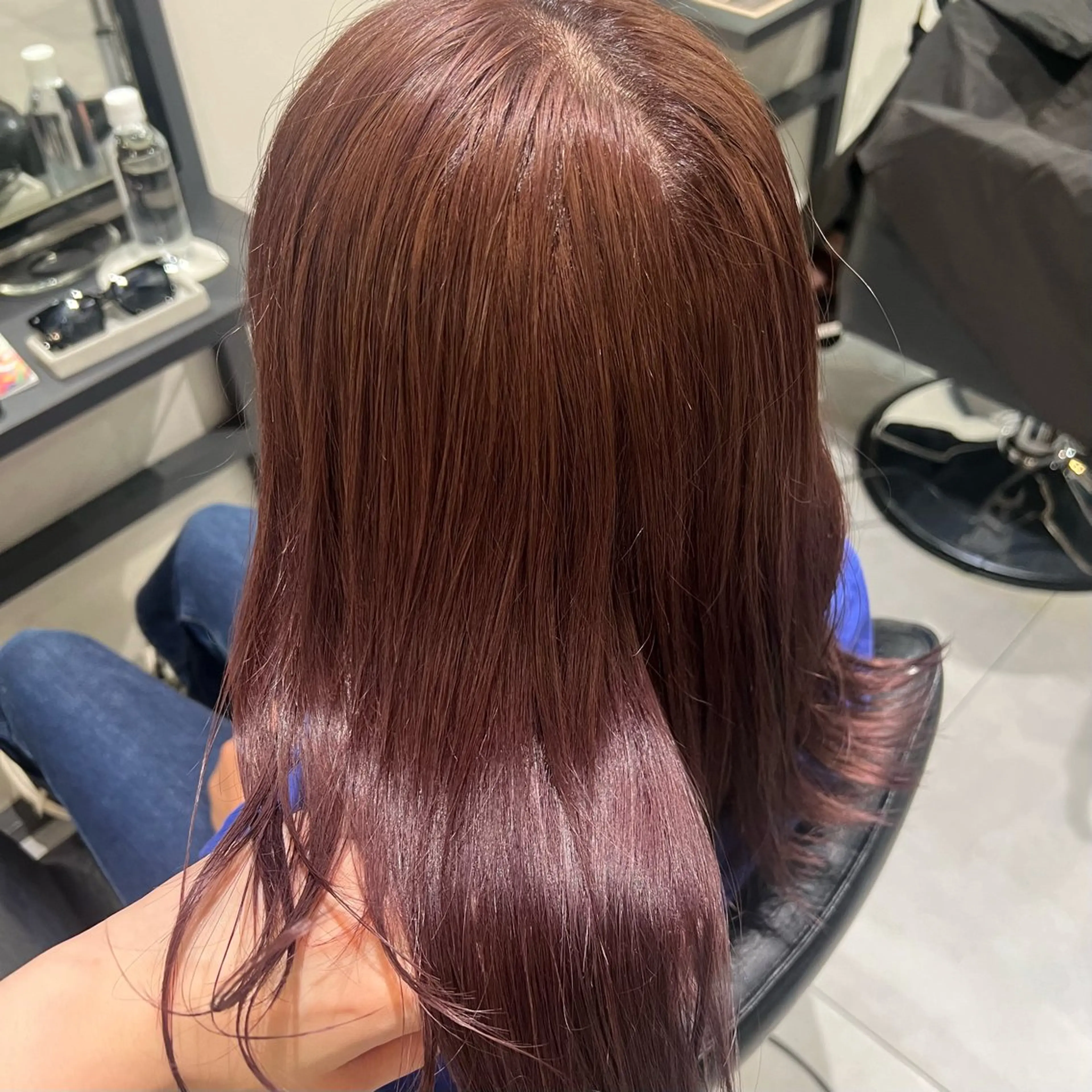 セミロング カラー オレンジピンク Neale. ユメのヘアスタイル