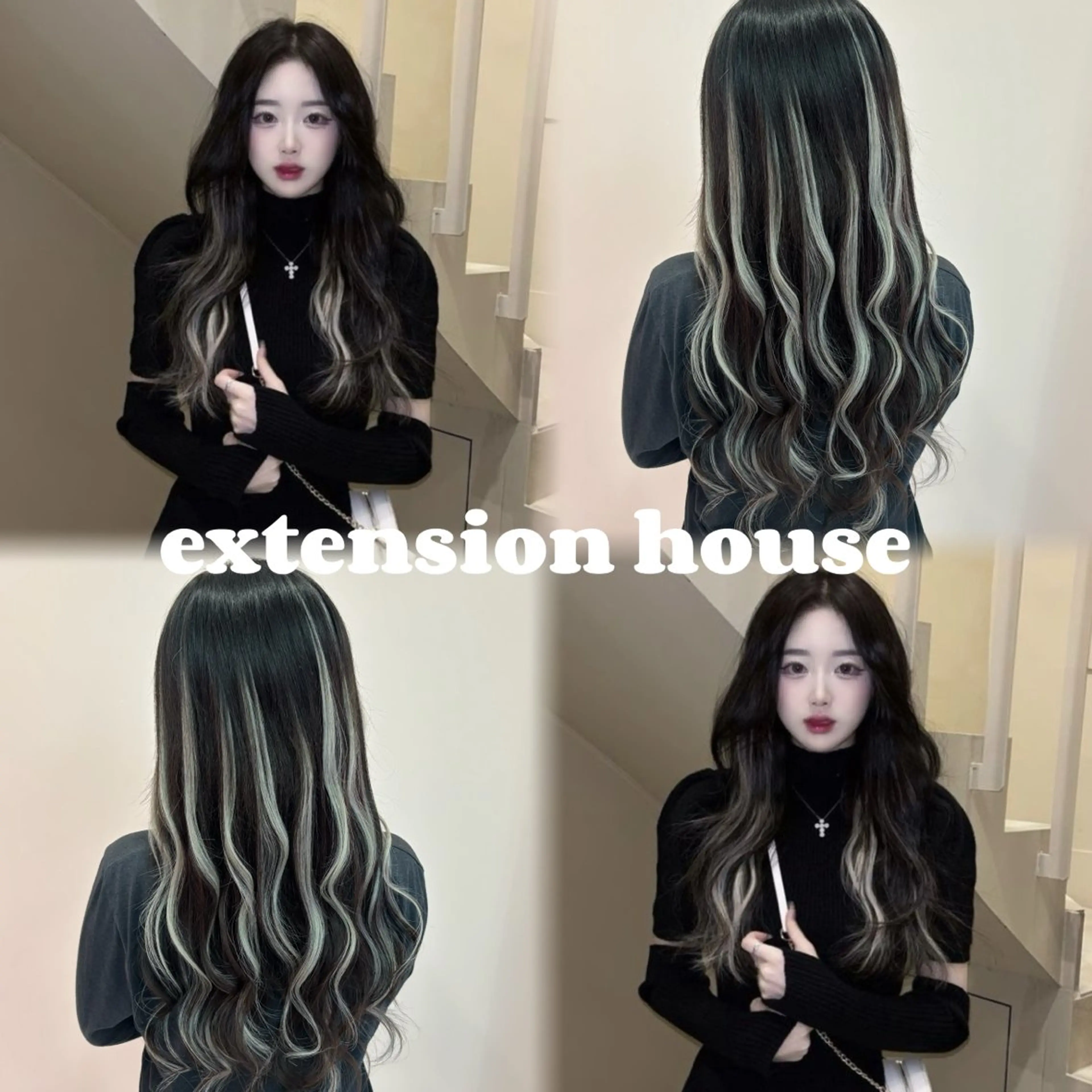 💘✧*｡Pearl extension インナーカラー20枚✧*｡💘最高品質レミー毛シールエクステ☆へそ下ロングの写真