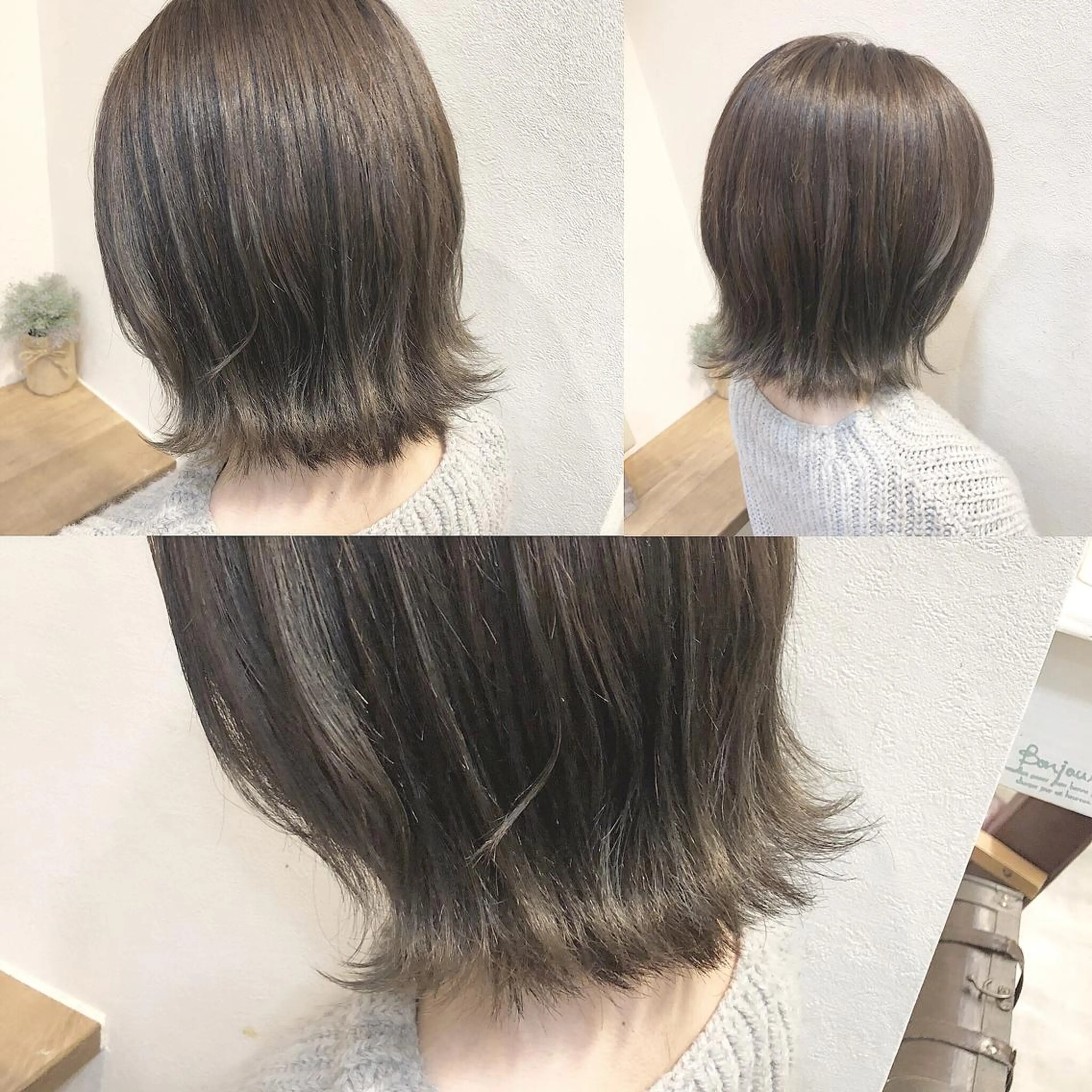 ミディアム カラー グレージュ ハイライトカラー 外国人風カラー ハイライト hair salon Ranun髪質改善のヘアスタイル