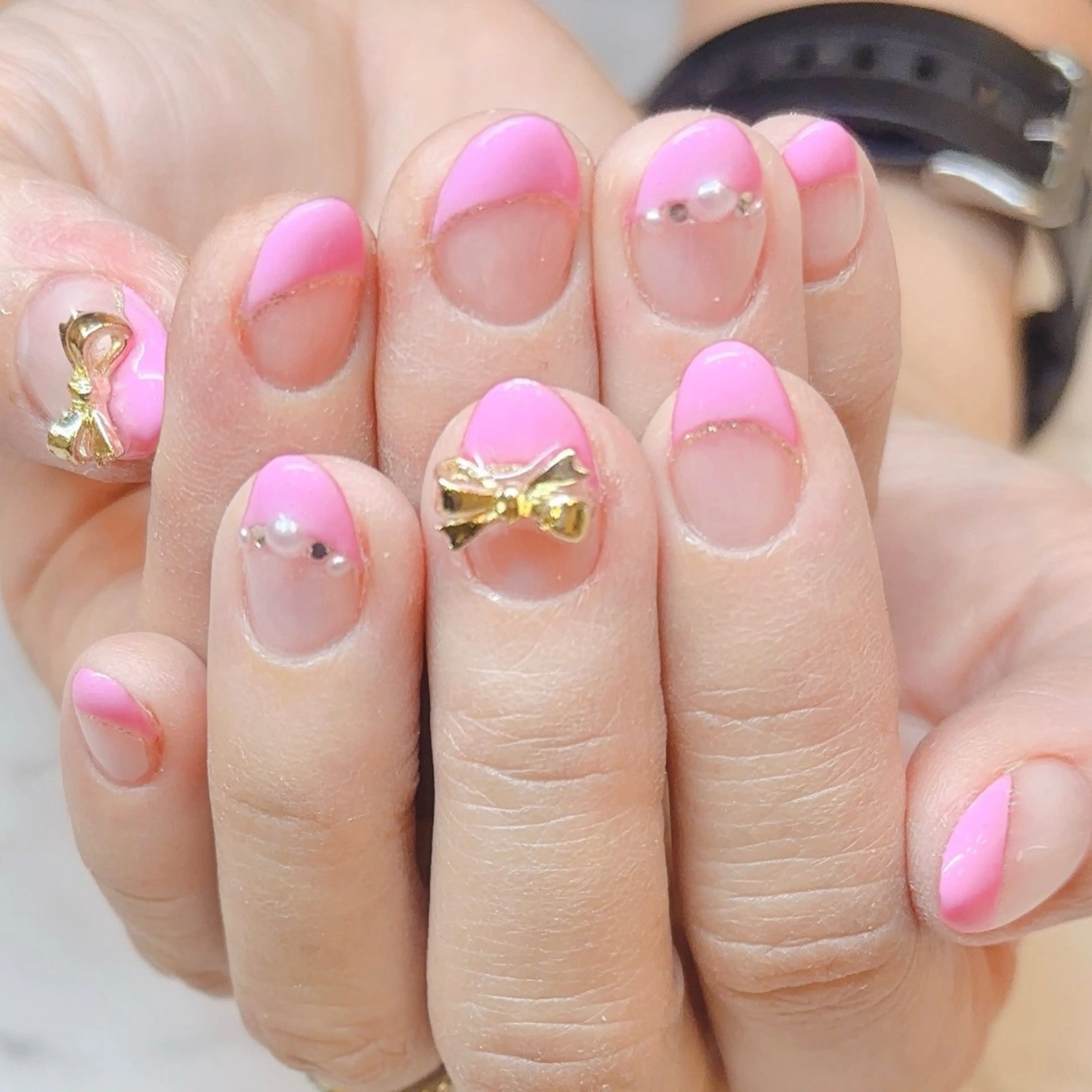 ネイル フレンチネイル リボン Cravo miyuのネイルデザイン