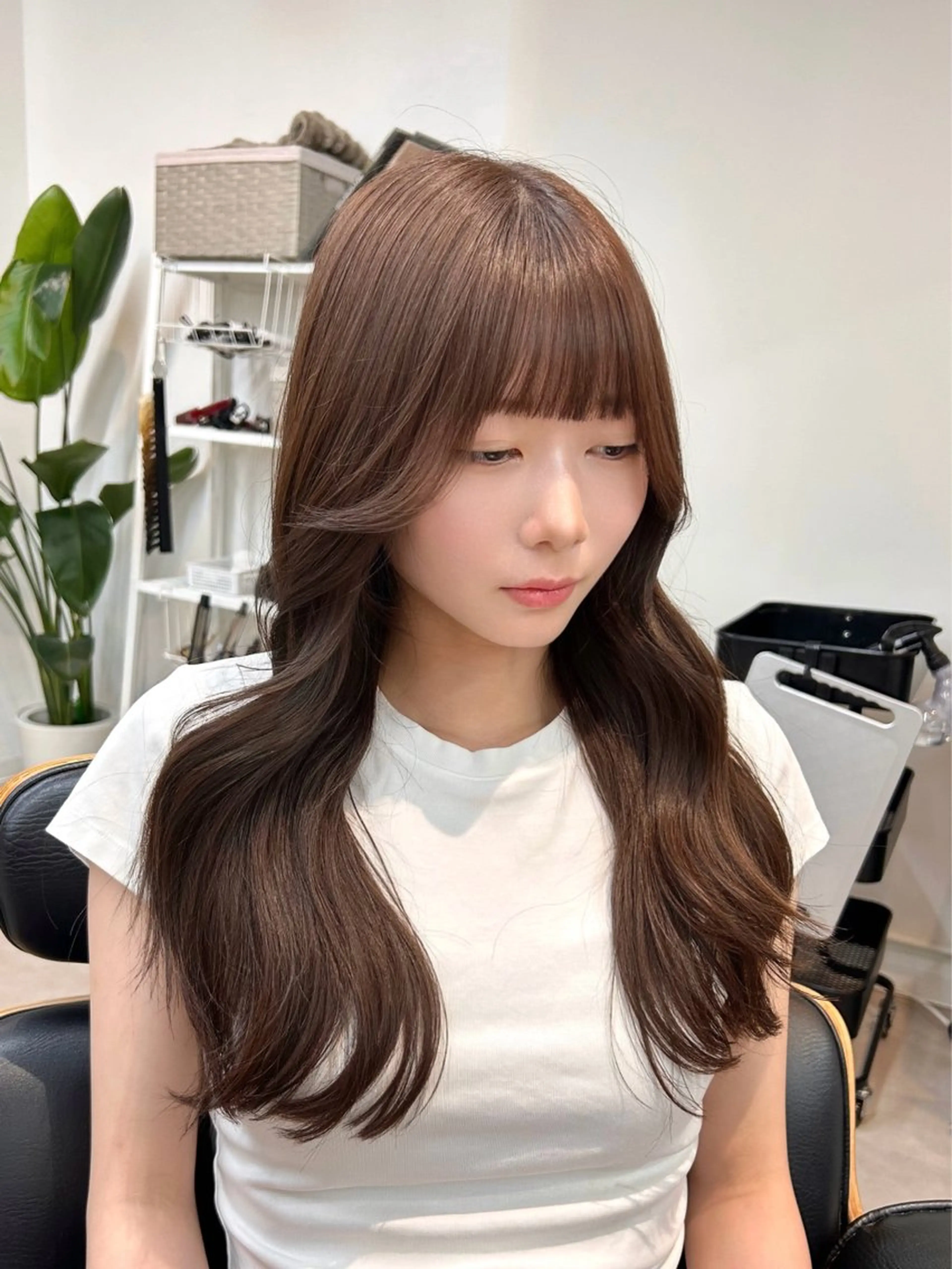 ロング カラー ブラウンカラー カット ヘアカラー トリートメント 韓国ボブ/レイヤー/ ハイトーン/まなみのヘアスタイル