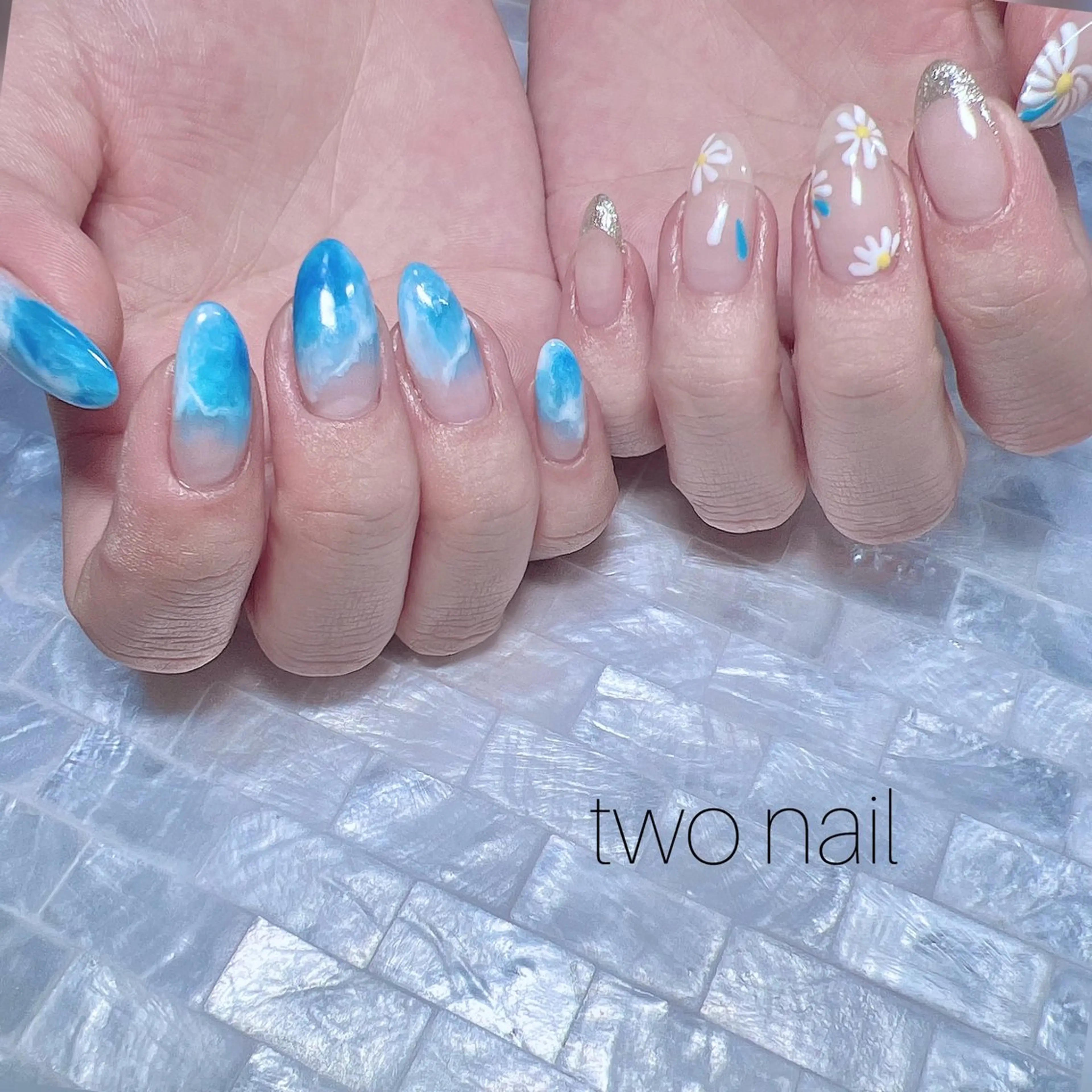ネイル ネイルチップ ホワイト ハンドネイル two nailのネイルデザイン