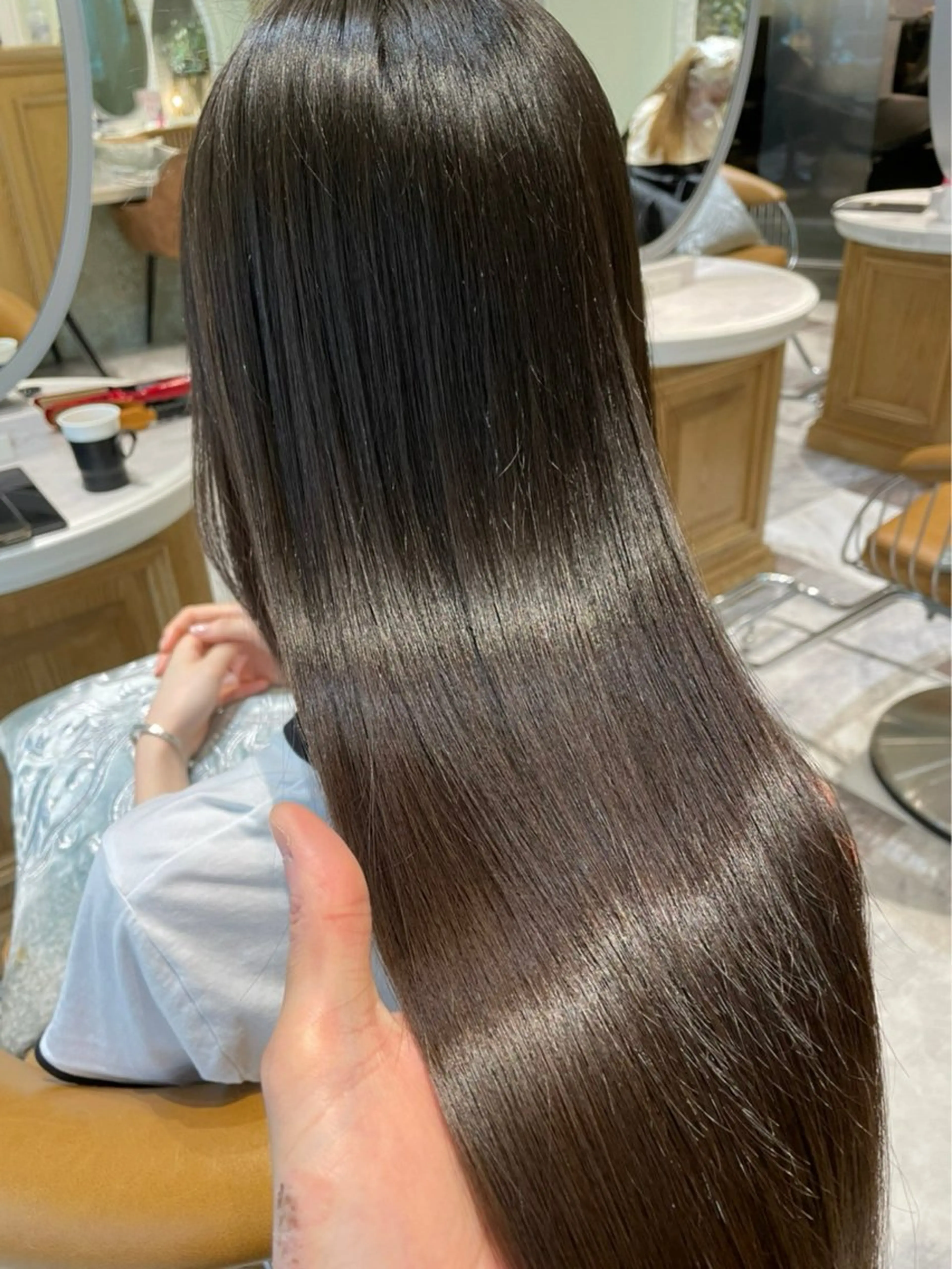 セミロング カラー ベージュカラー 黒髪 ブリーチ ブルーカラー ブルーブラック カット トリートメント 木屋元一/透明感 /レイヤー/顔まわりのヘアスタイル