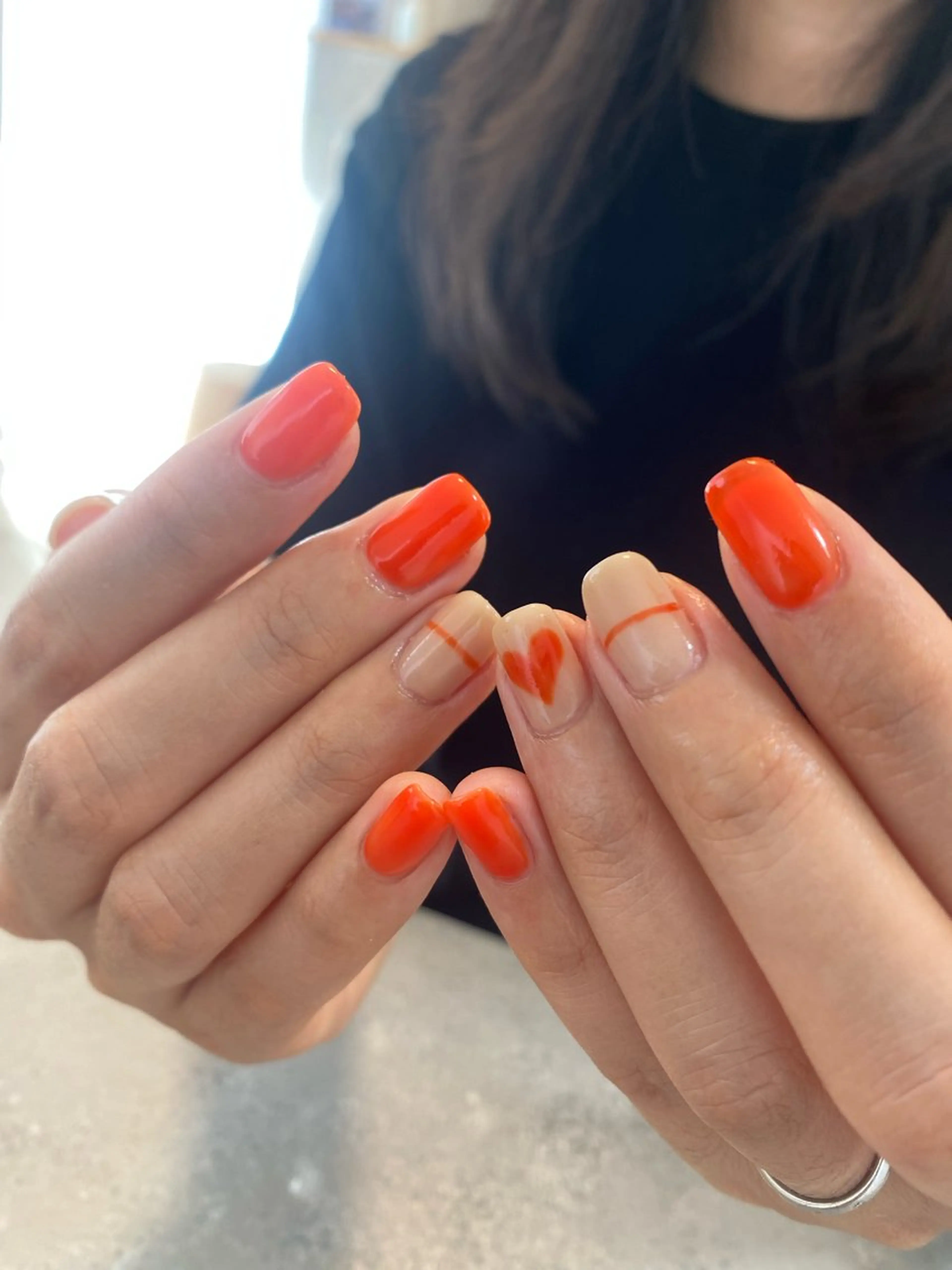 ネイル ハロウィン ハート ワンカラーネイル 苦楽園the she nailのネイルデザイン