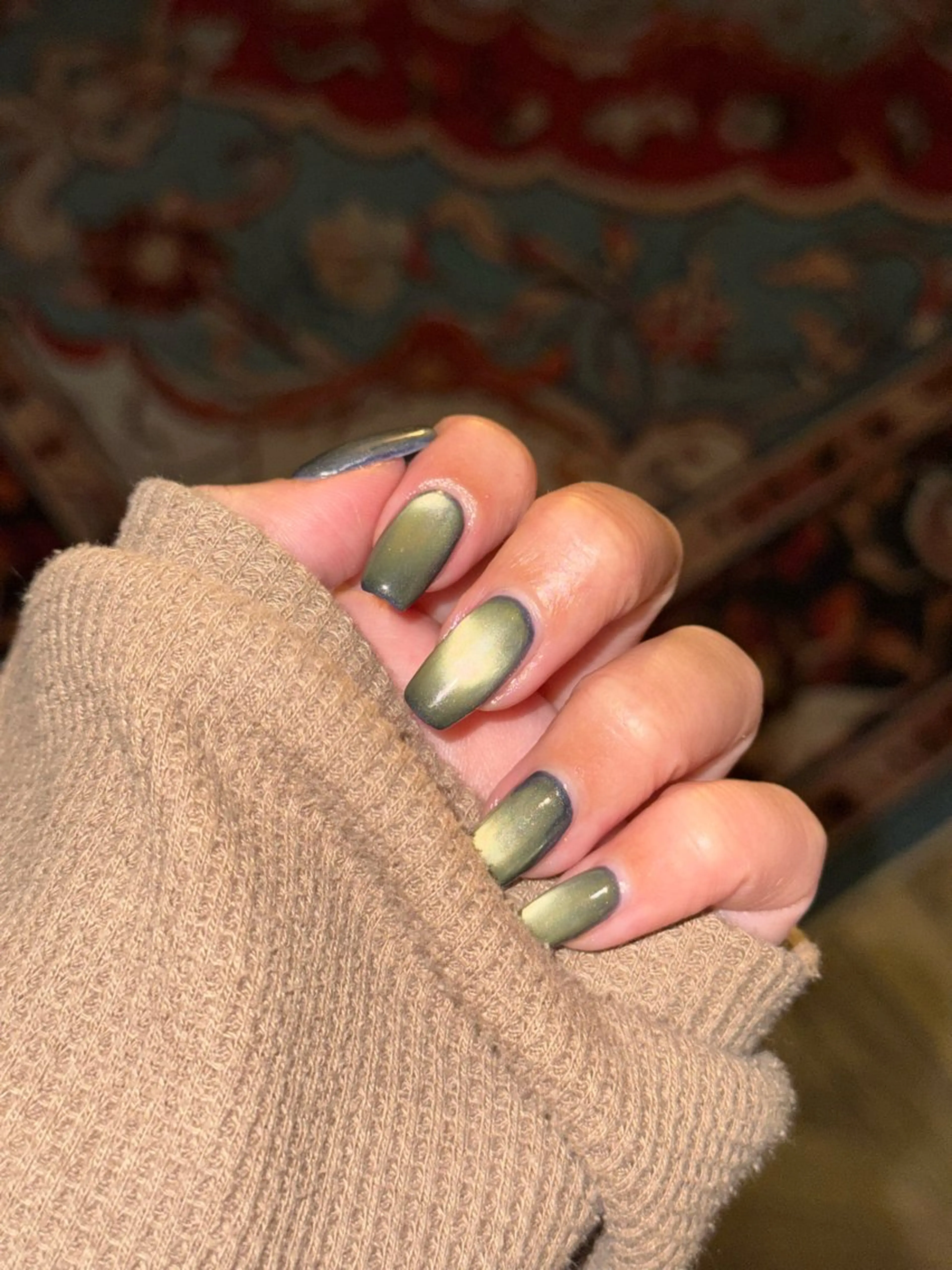 ネイル ブルー クリアネイル マグネットネイル 黄色 CALMIA.,eyelash • eyebrow • wax 2F所属・前田 菜美のネイルデザイン