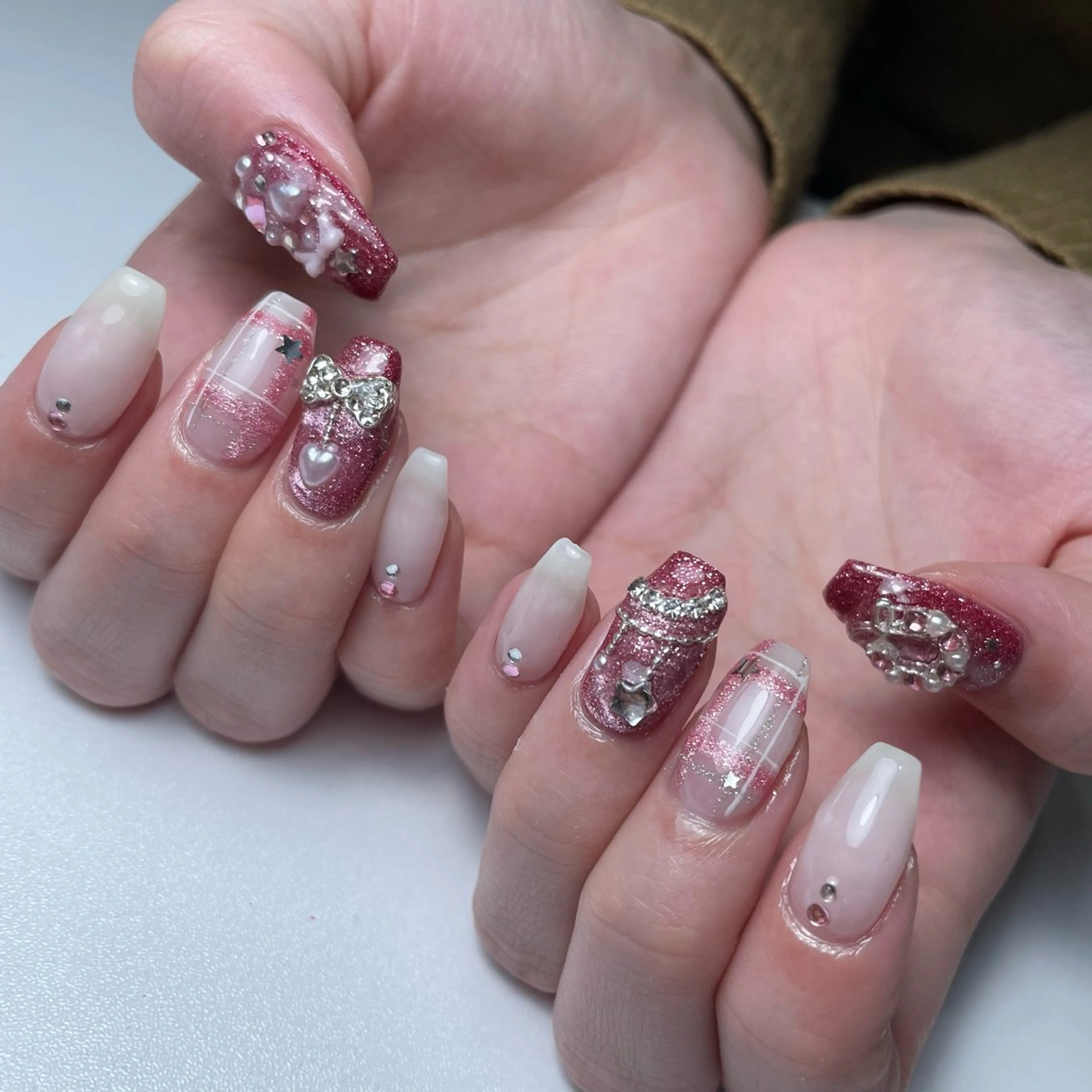 ネイル ブルー チークネイル フラッシュネイル フットネイル ジェルネイル ハンドネイル Sugar. ひかり໒꒱˚.*のネイルデザイン