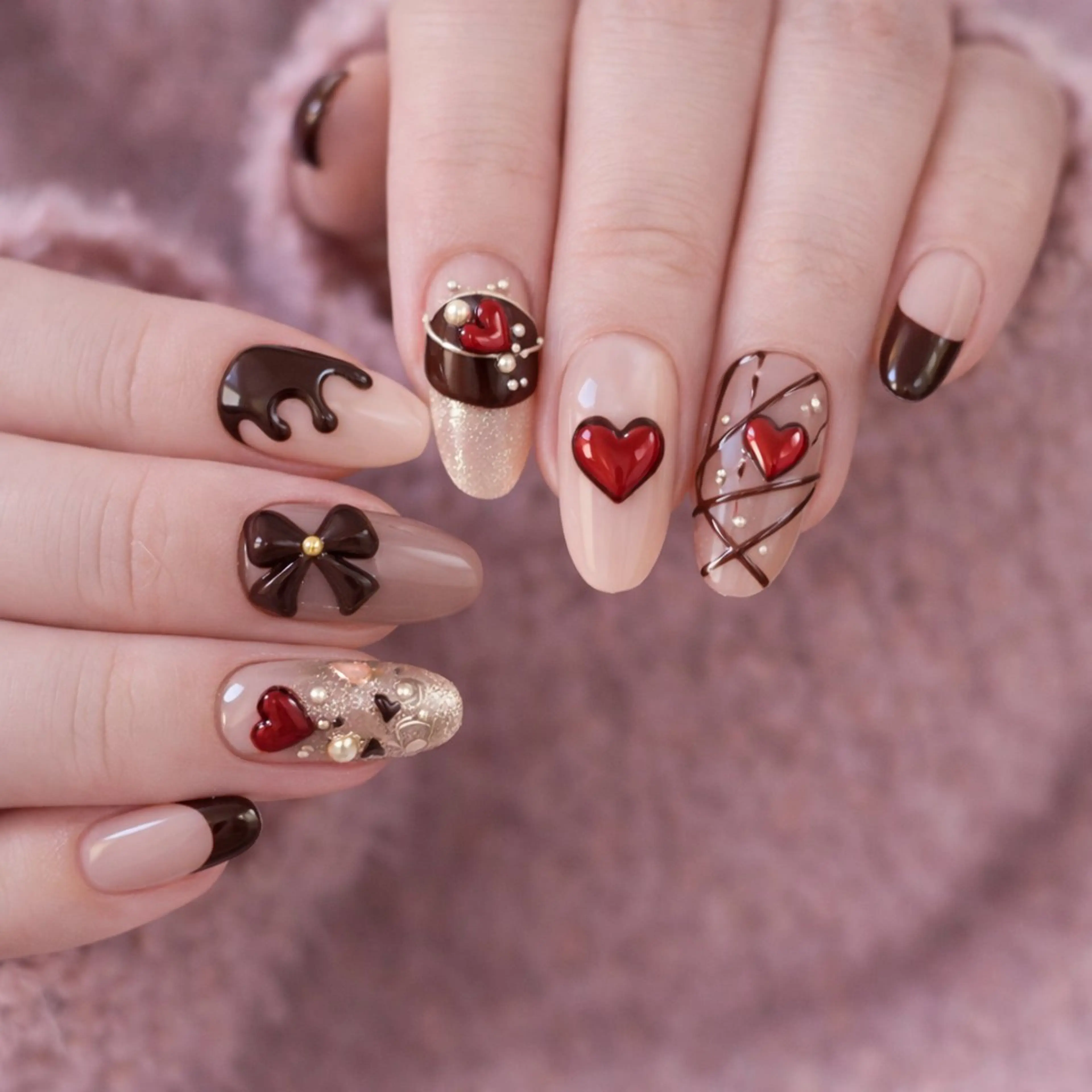 ネイル バレンタイン ハンドネイル Roger 舞のネイルデザイン