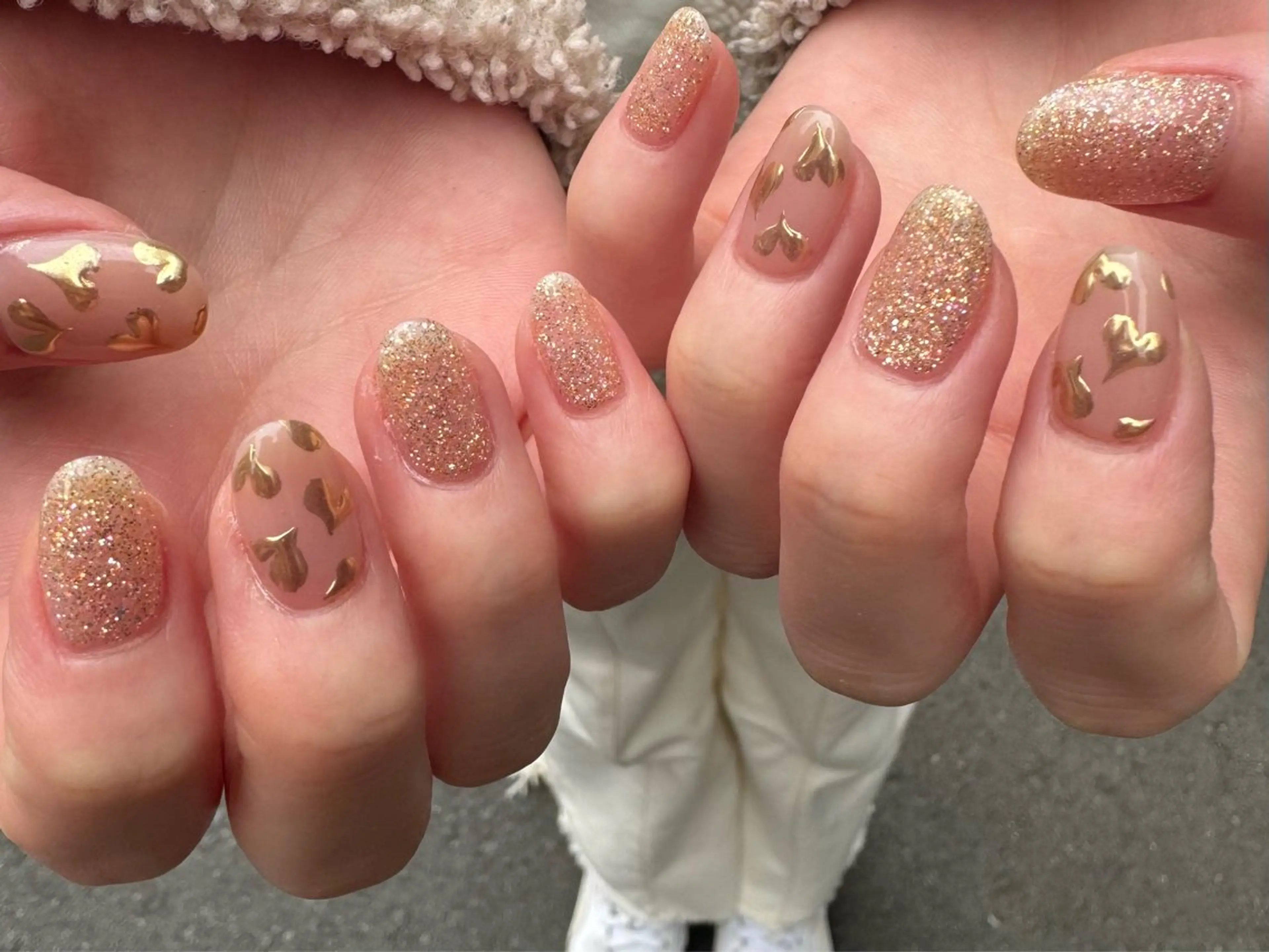 ネイル ハート ラメ(グリッター) ニュアンスネイル バレンタイン MH_ Nailのネイルデザイン