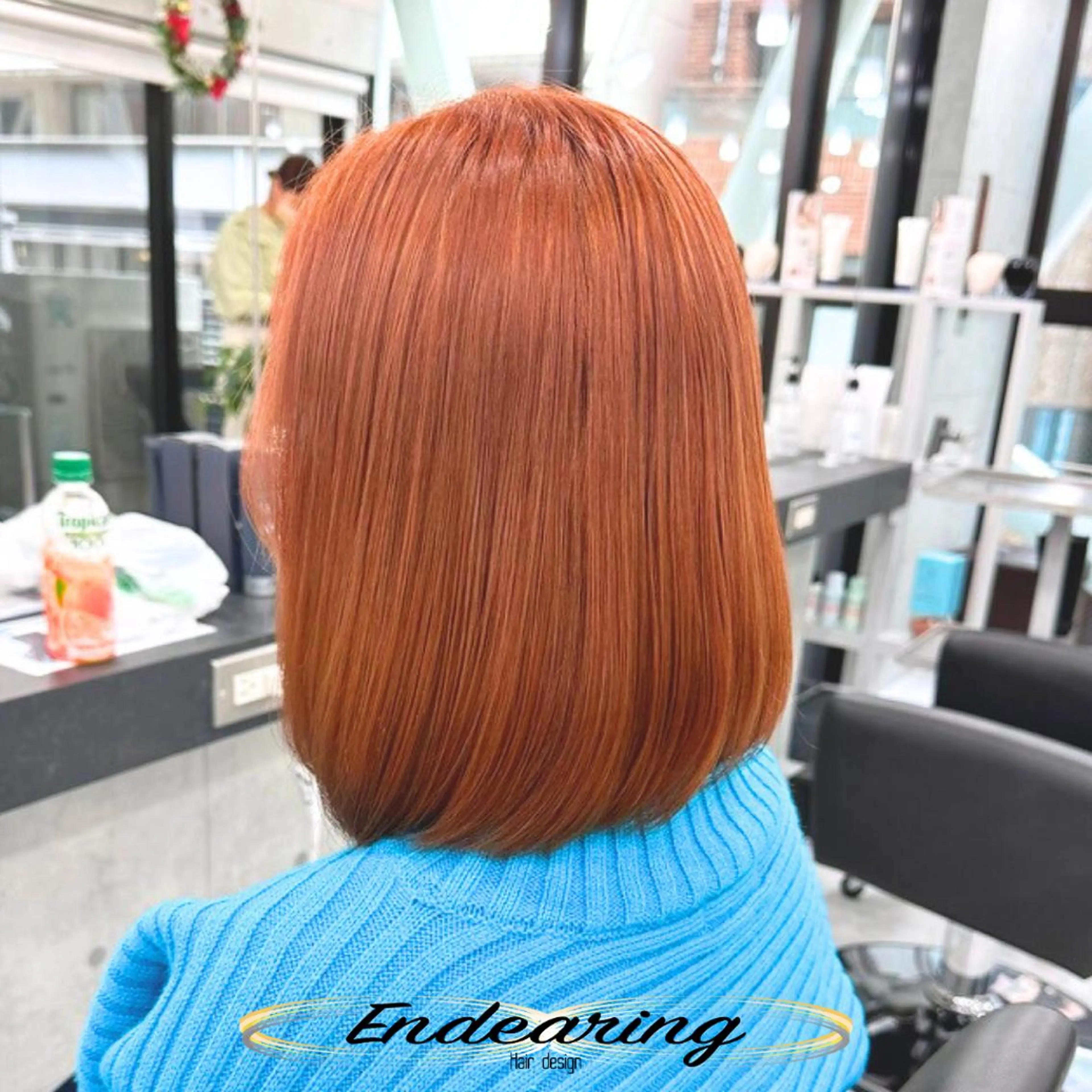 カラー ブリーチ 透明感カラー オレンジ ボブ ヘアカラー 柳田 怜那/銀座 Endearingのヘアスタイル
