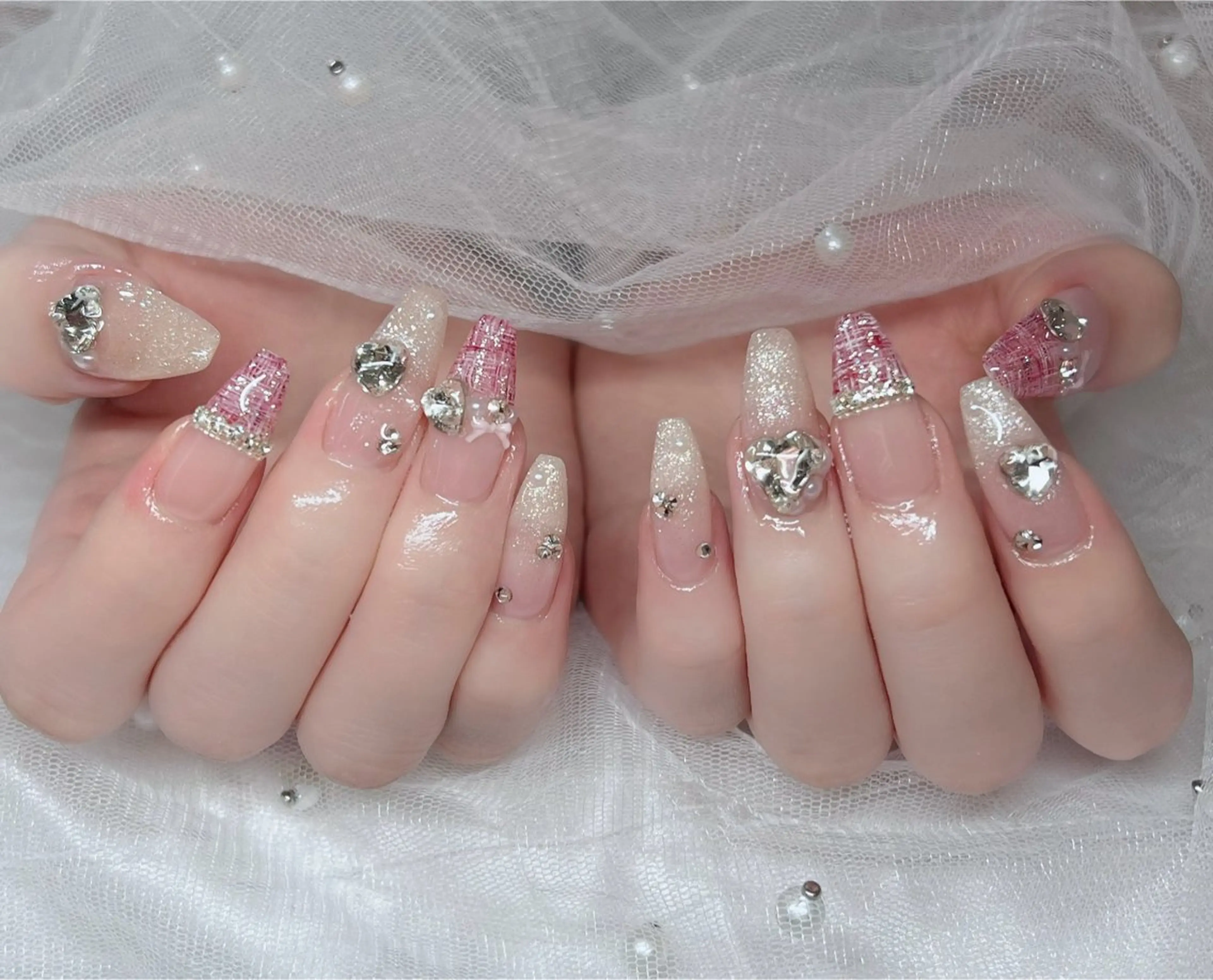 ネイル ハンドネイル 🎀PG🩵 ネイルサロンのネイルデザイン