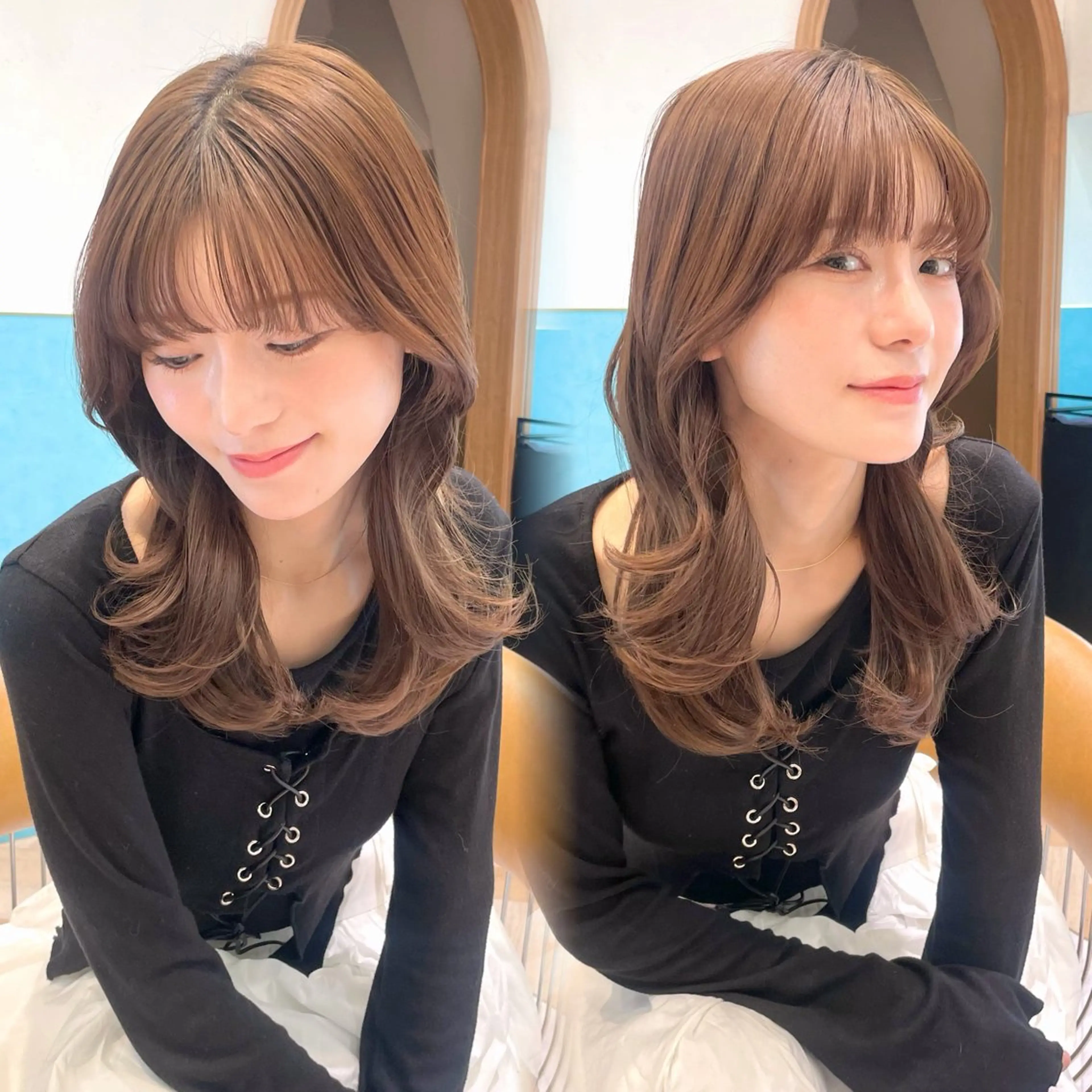 セミロング カット ヘアカラー トリートメント 韓国レイヤー 🧸🤍ちずみのヘアスタイル