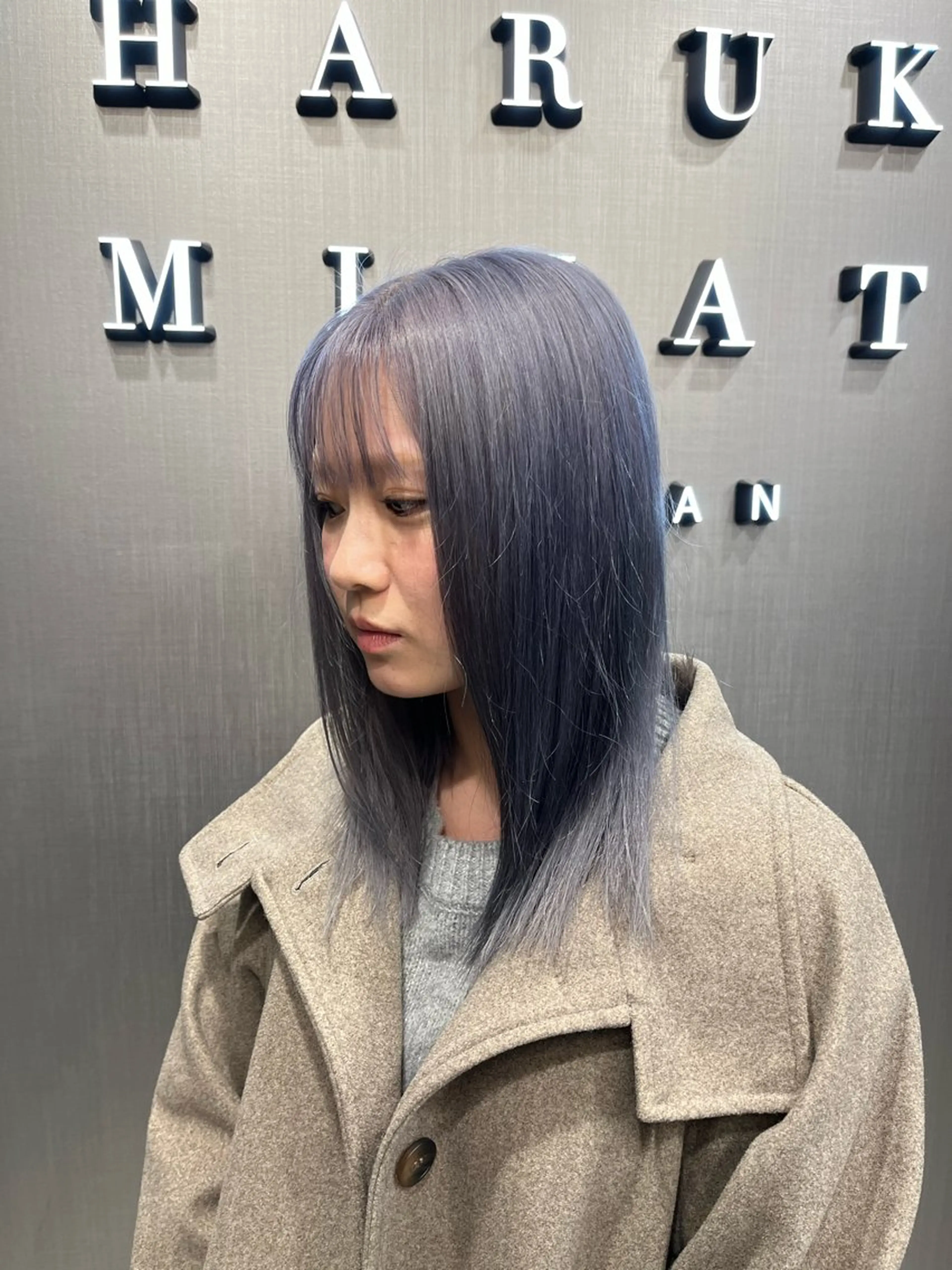 セミロング カラー ブリーチ グレージュ ラベンダーカラー ラベンダーグレージュ ラベンダーグレー ioeわかめようじ/ 縮毛矯正/髪質改善のヘアスタイル