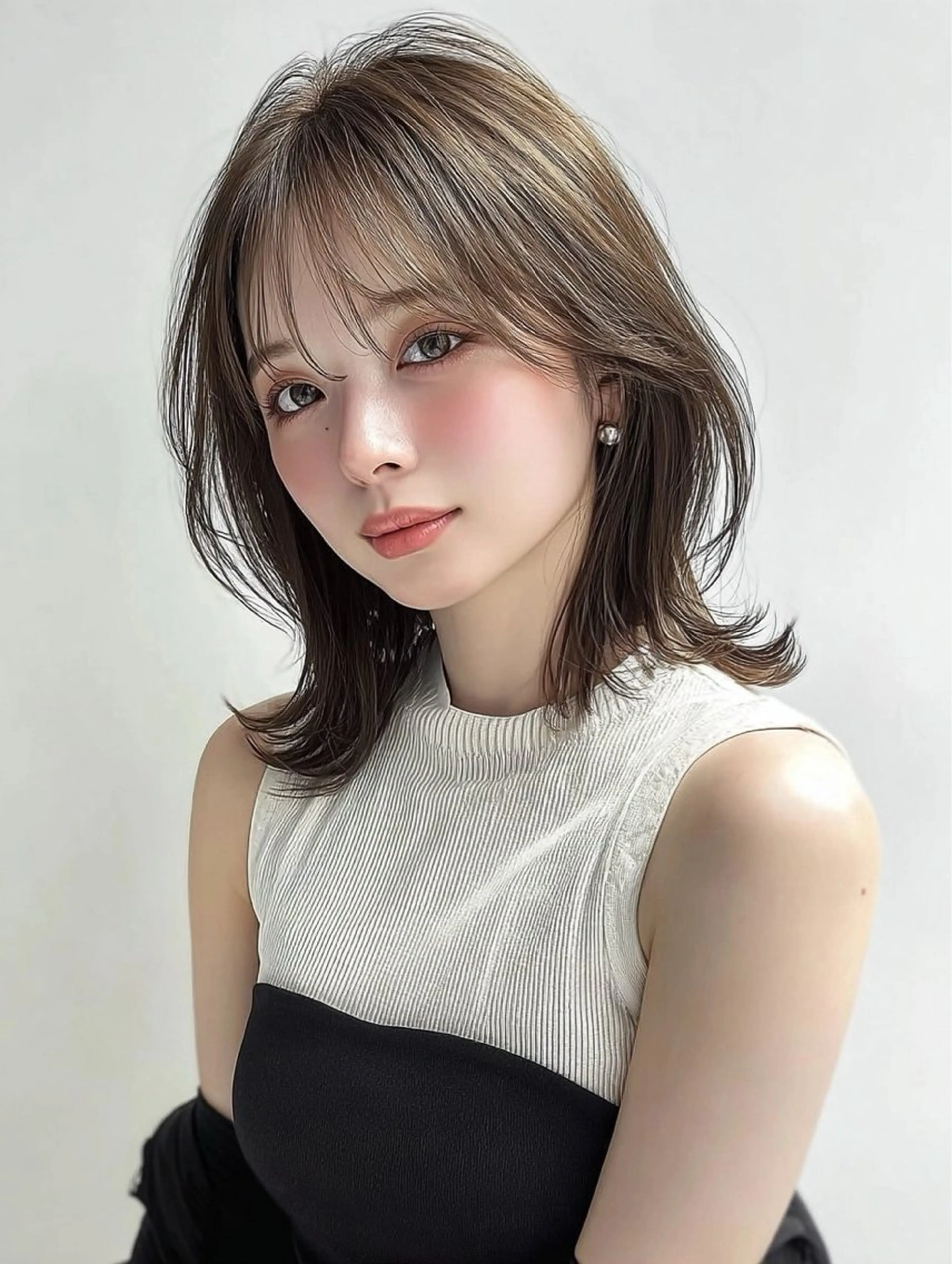 ミディアム カット ヘアカラー トリートメント 林 佑輔のヘアスタイル